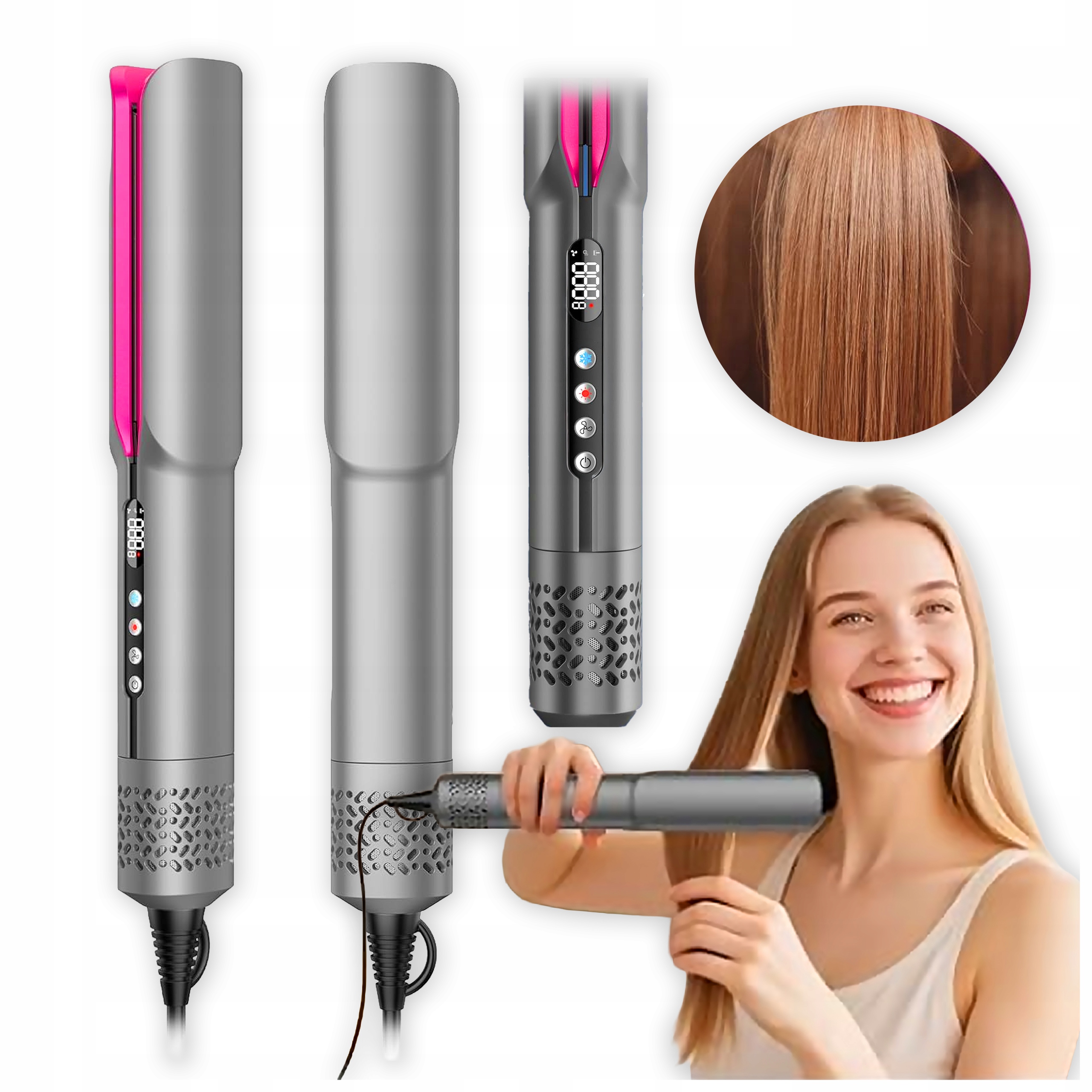 Prostownica Powietrzna Slopehill 1300W Suszarka i Prostownica 2w1 Jonowa