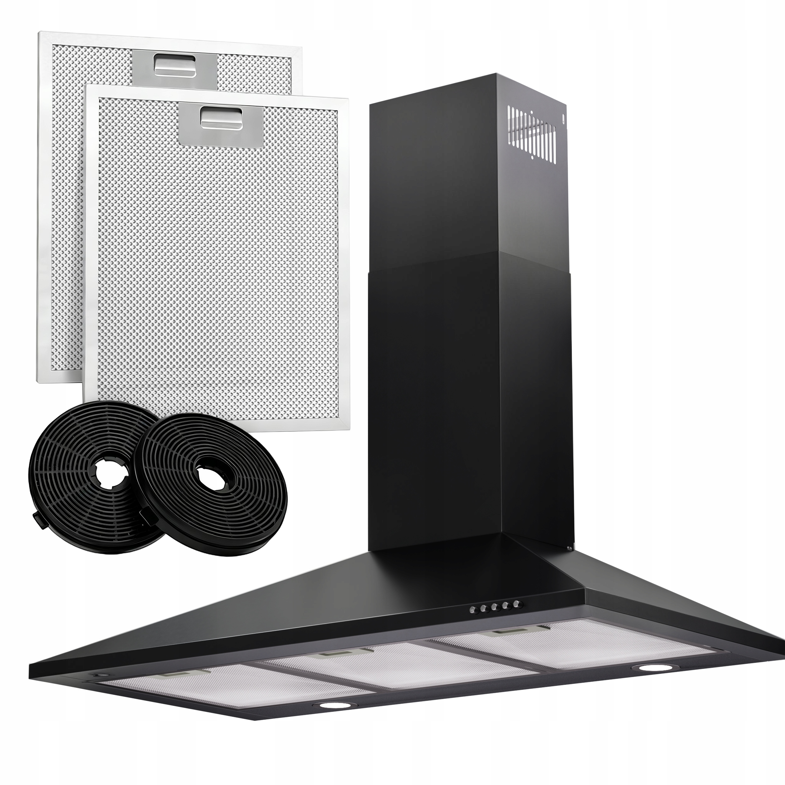 Okap Kominowy 90cm Kuchenny Pochłaniacz Led Przyścienny Czarny 334 m³/h