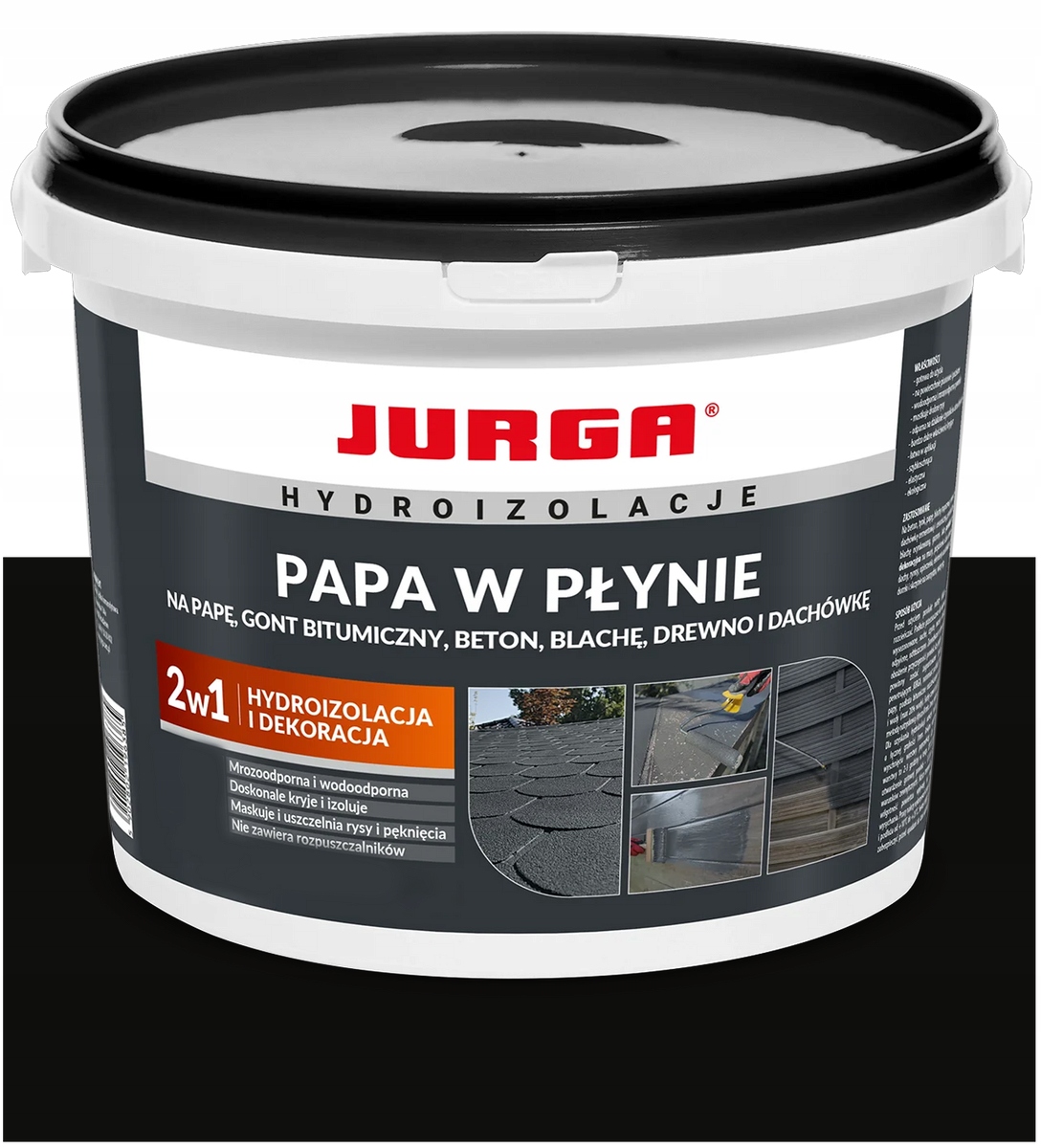 Papa w Płynie Farba na Dach Blachę Dachówkę Jurga Czarna Czarny 12kg
