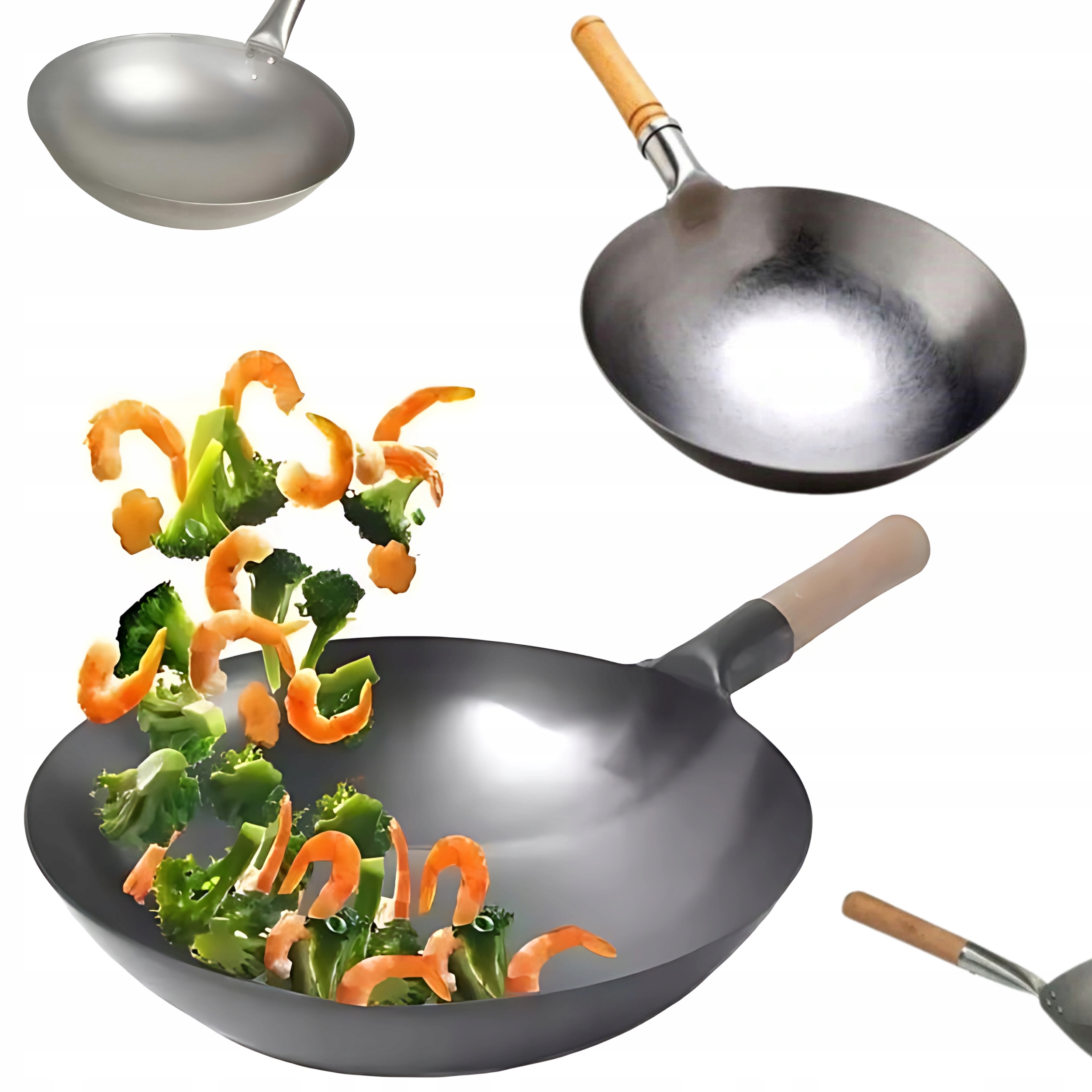 Patelnia Wok Pronett Wok 35 cm Wykonana ze Stali Węglowej Wytrzymała