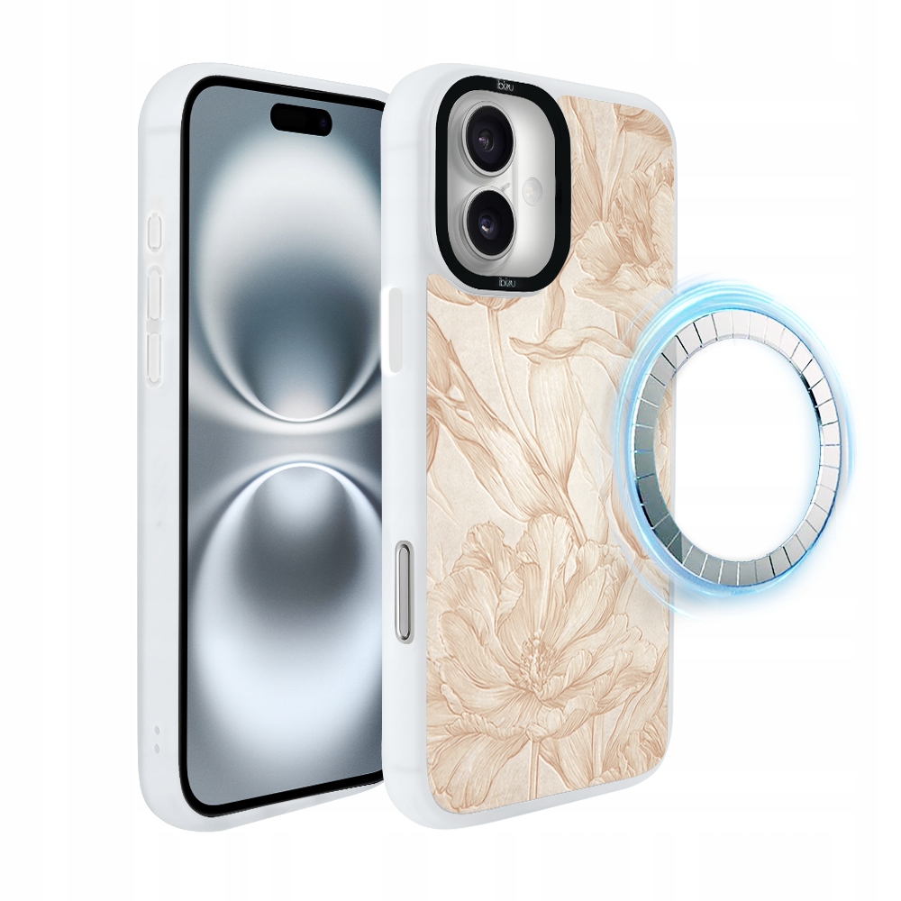 Pouzdro pro iPhone 16 Plus Ibizu DropGuard Matt s MagSafe, Biskwit, bílé