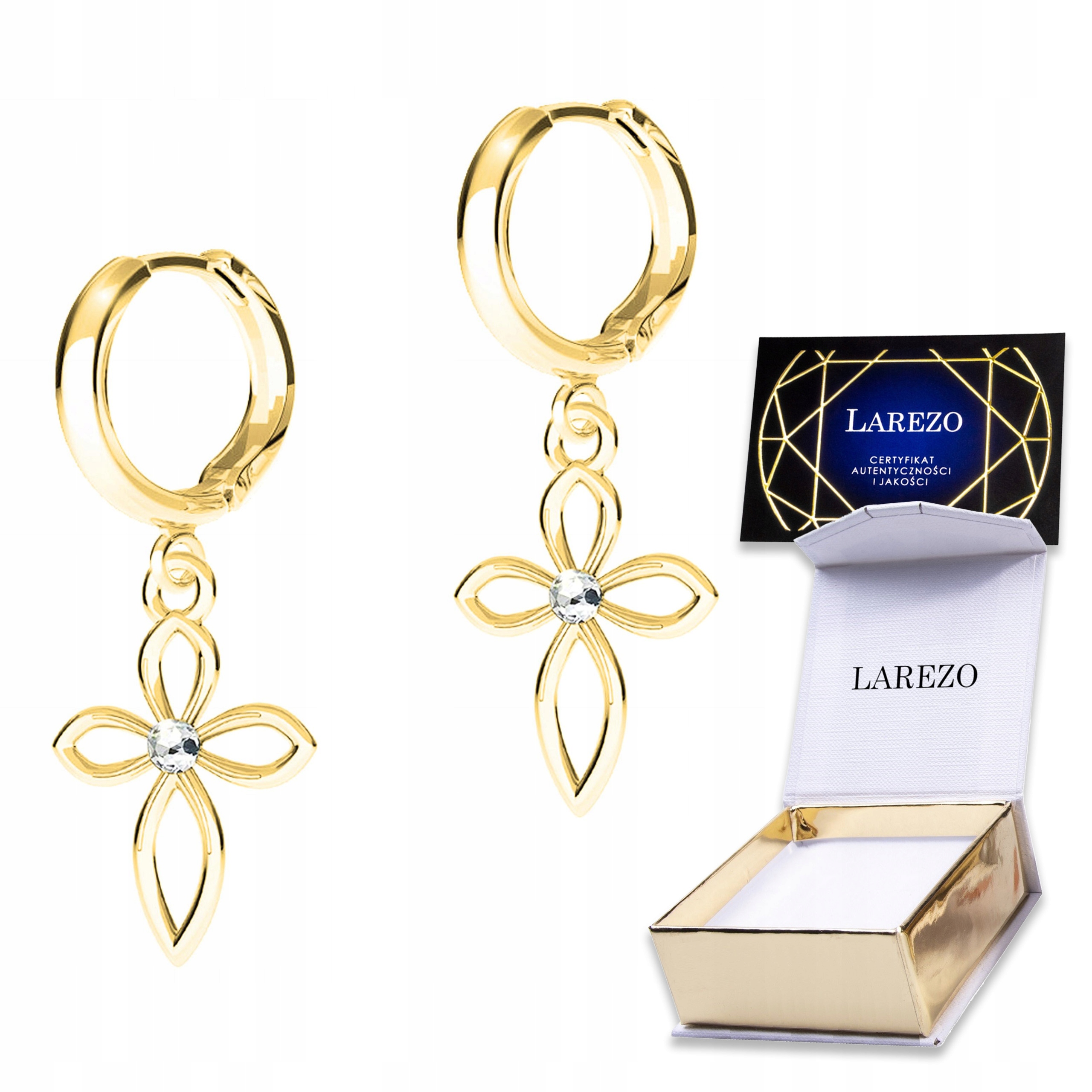 Zlaté Náušnice Kříž Kříže Náboženství Víra Křížek Modlitba Stříbro 925