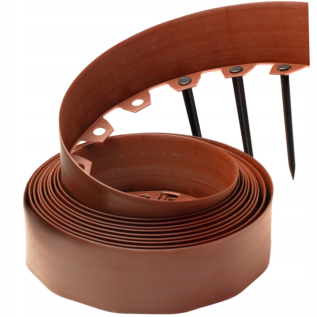 Obrzeże Ogrodowe 10m jasny brąz wys. 10cm trawnikowe tworzywo kotwy