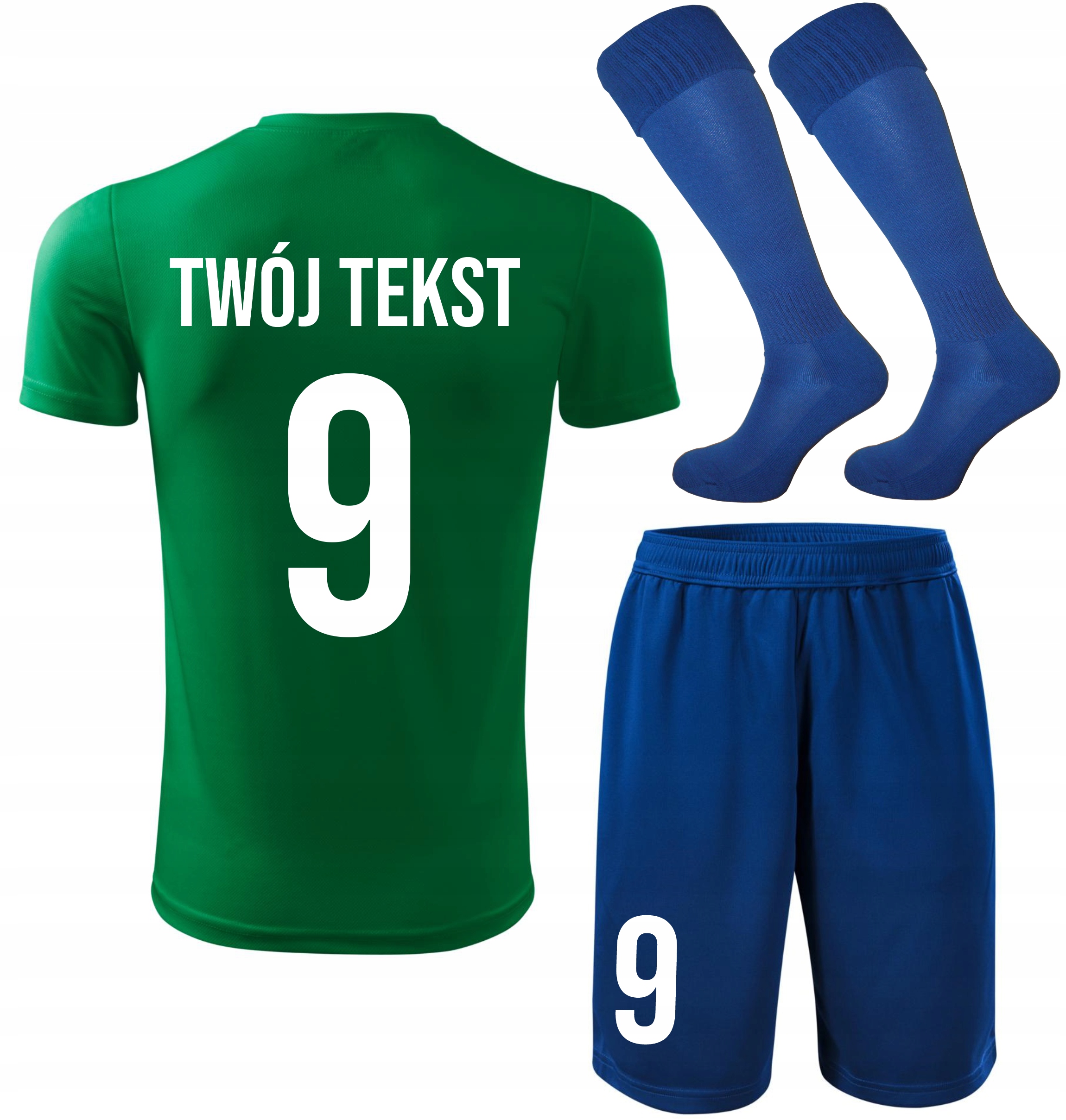 Strój piłkarski Własny Napis i Numer komplet sportowy Własne Imię na Wf 122
