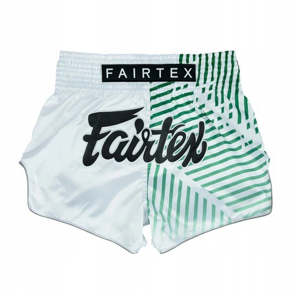 Kraťasy Fairtex Muay Thai Racer S Bílo-zelené, Polyester, Komfortní