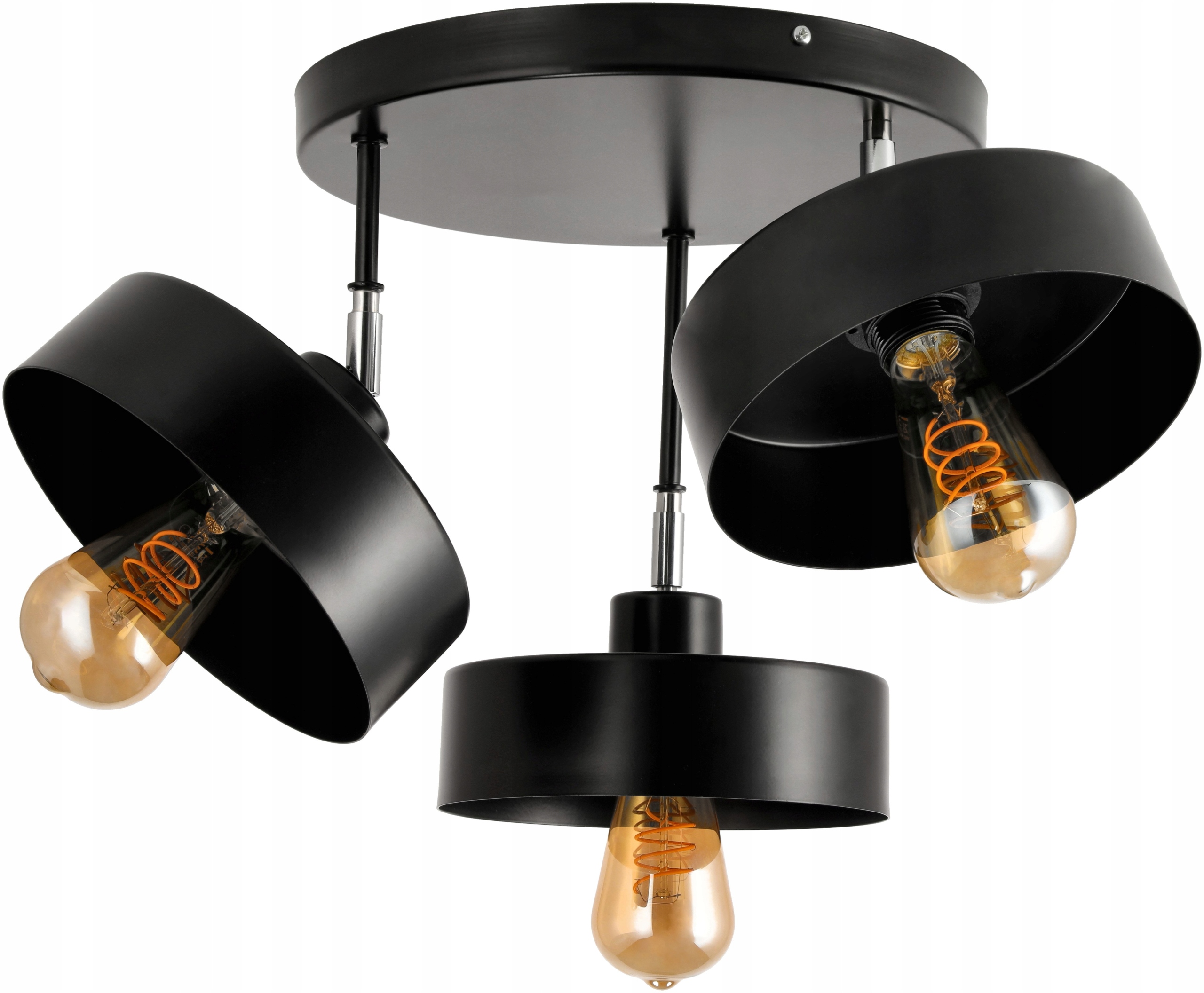 stropní svítidlo Led lustr 3xE27 Loft Nastavitelná černý hrnek Střední