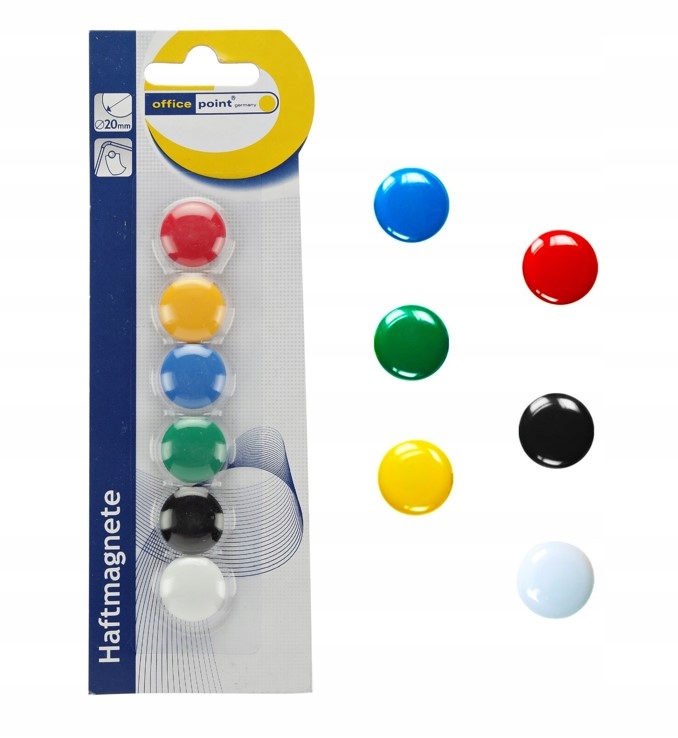 

Magnesy Do Tablic Tablicowe Kolorowe 20mm 6 sztuk