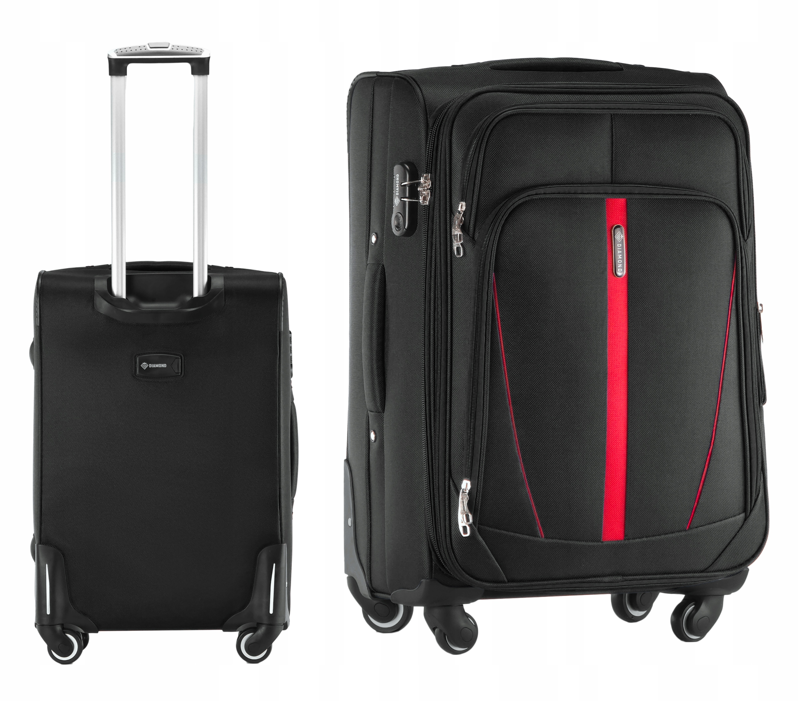 Střední Kufr Na Kolečkách Cestovní Zavazadlo Diamond Černý Měkký M 24" C330