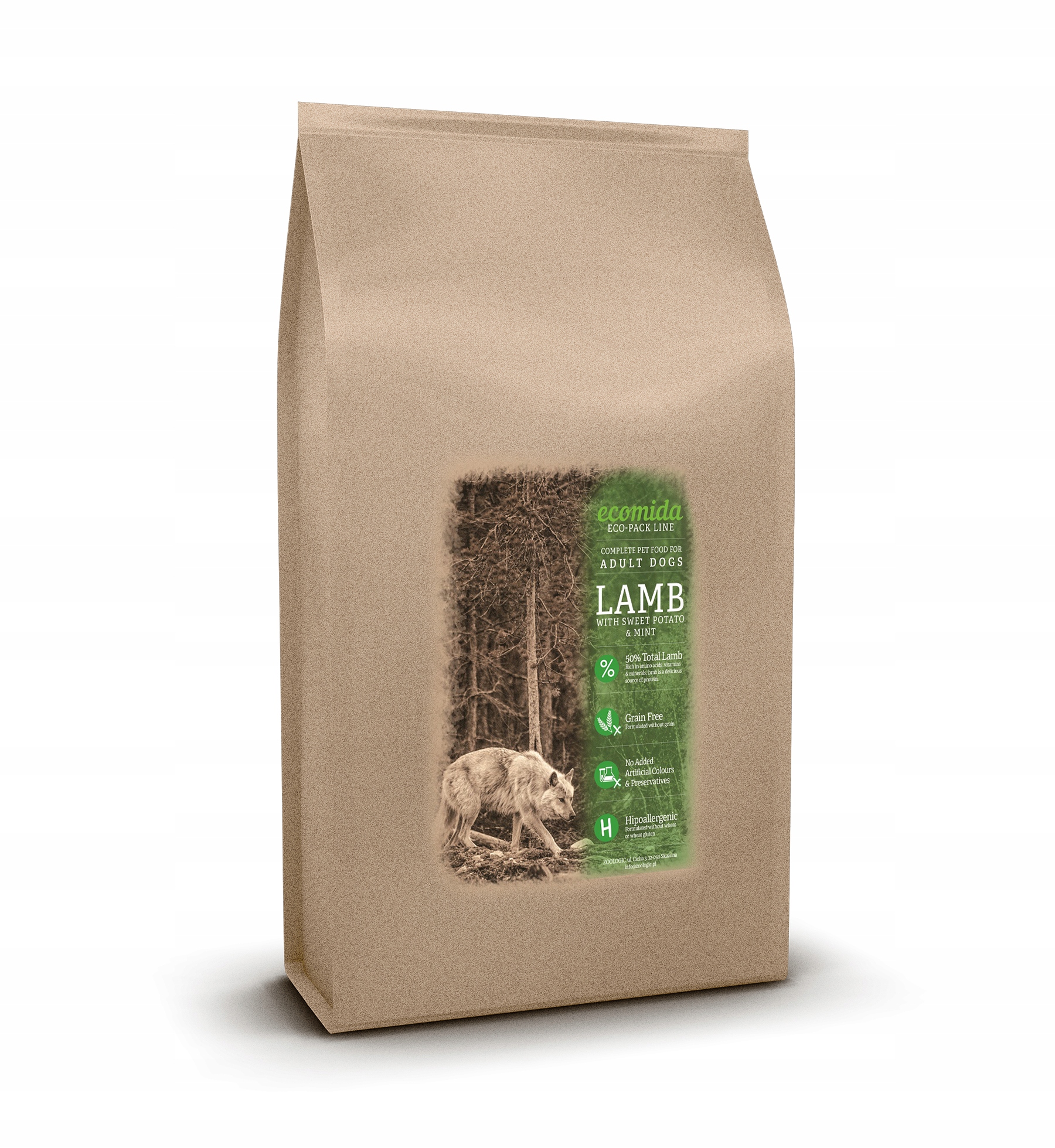 Levně Ecomida Bez obilovin, Hypoalerg. Monoproteinová jehněčí pes dospělý 15 kg