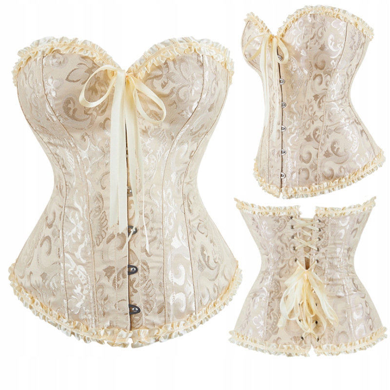 Elegancki beżowy gorset WIĄZANY wyszczuplający Rozmiar XS