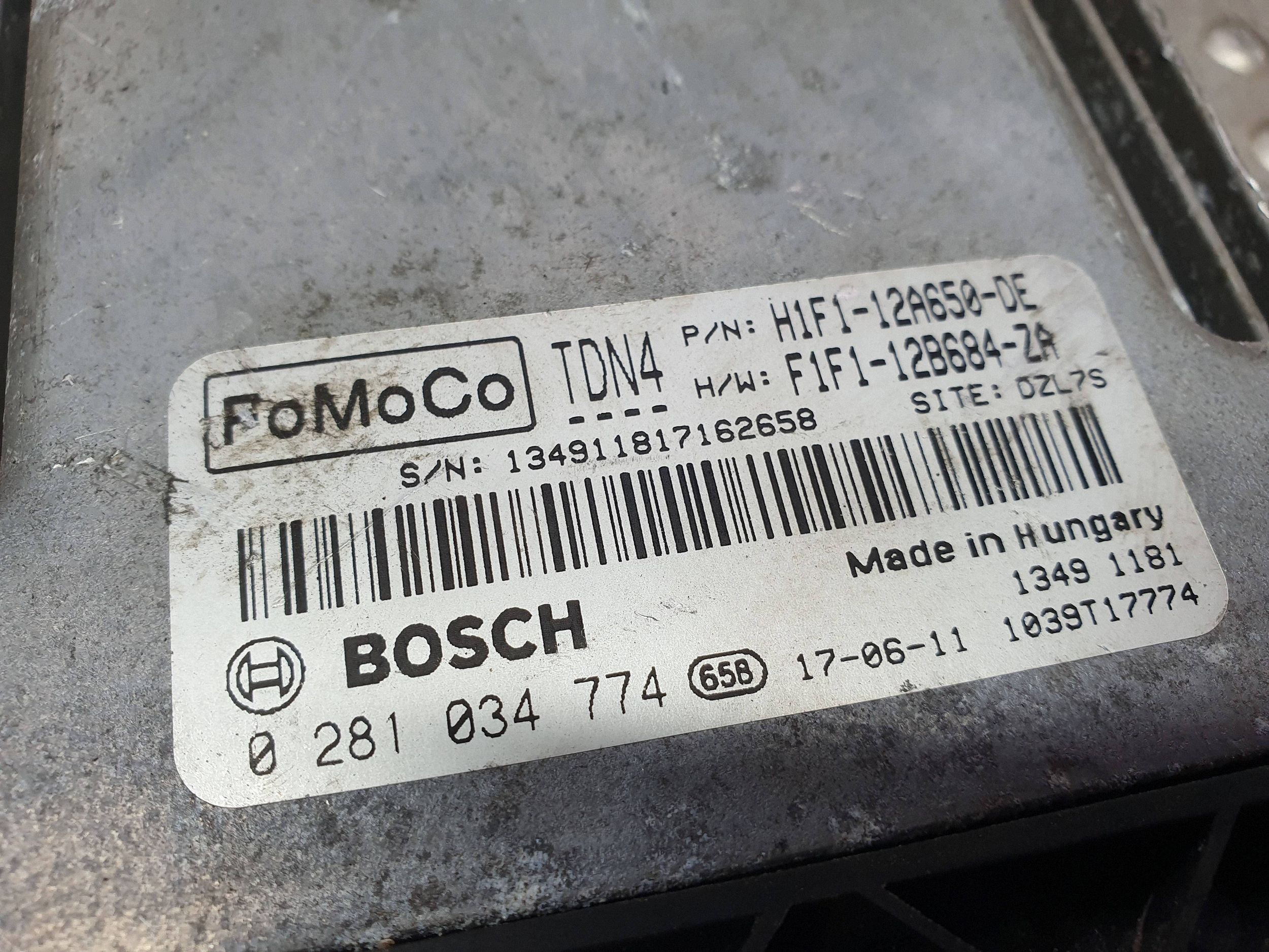 computer control unit of the engine H1F1-12A650-DE 0281034774 FORD FOCUS MK3 1.5TDCI