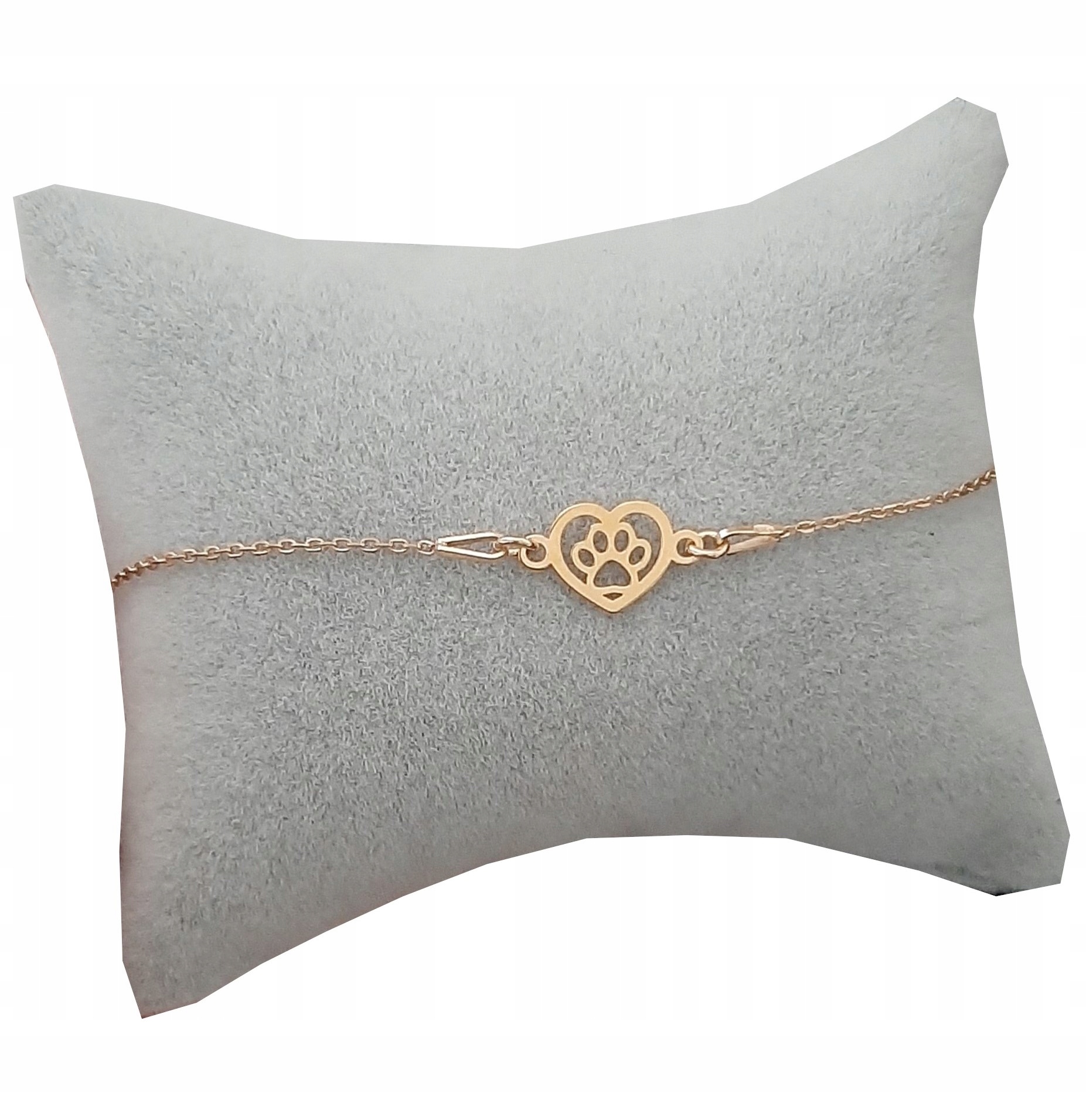 

Złota Bransoletka serce łapka psa łapka srebro 925