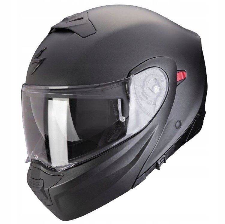 Scorpion EXO-930 Evo Solid Matt Pearl Black čeľusťová prilba s mixom XXL