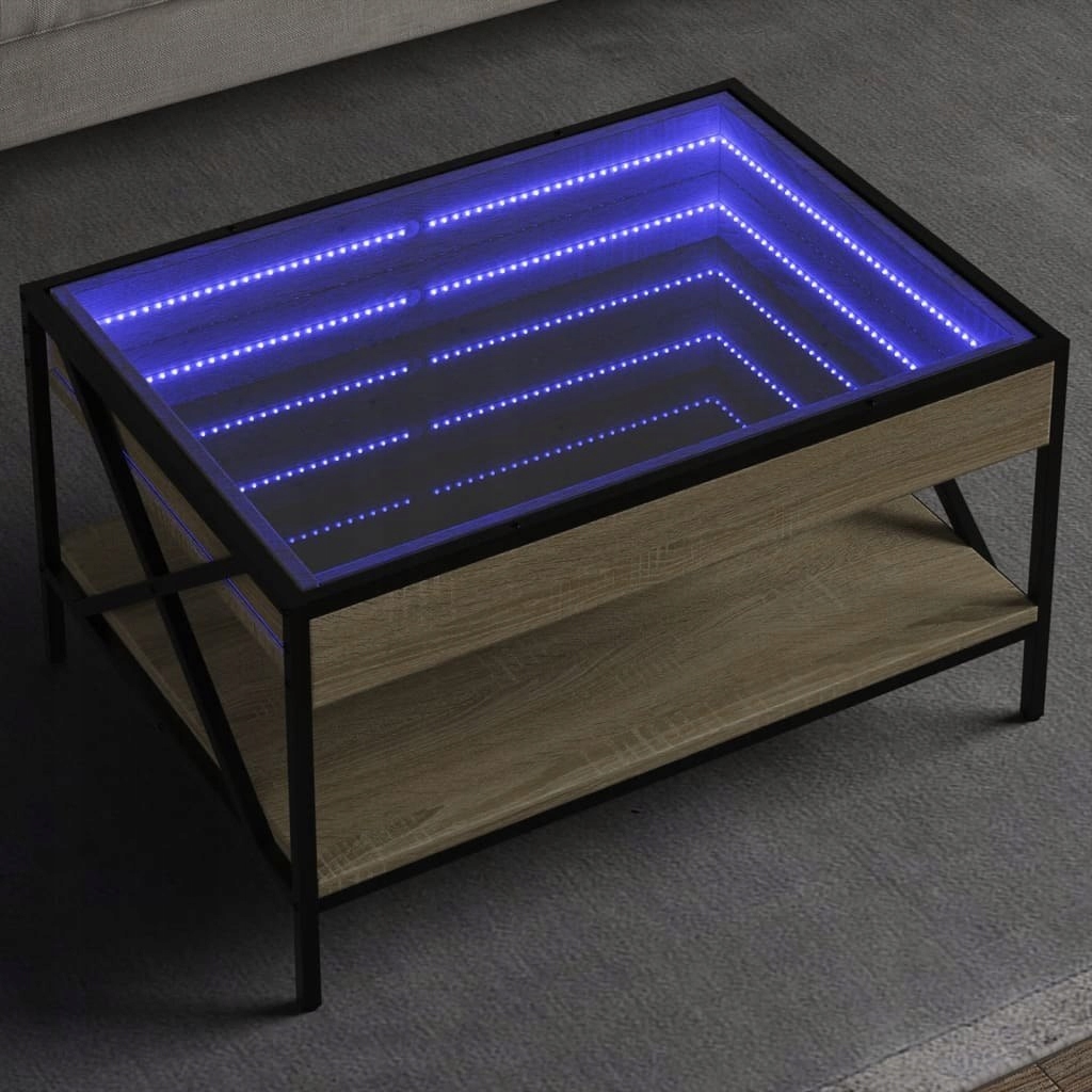 Kávový stolek s Led Infinity, dub sonoma, 70x50x38 cm
