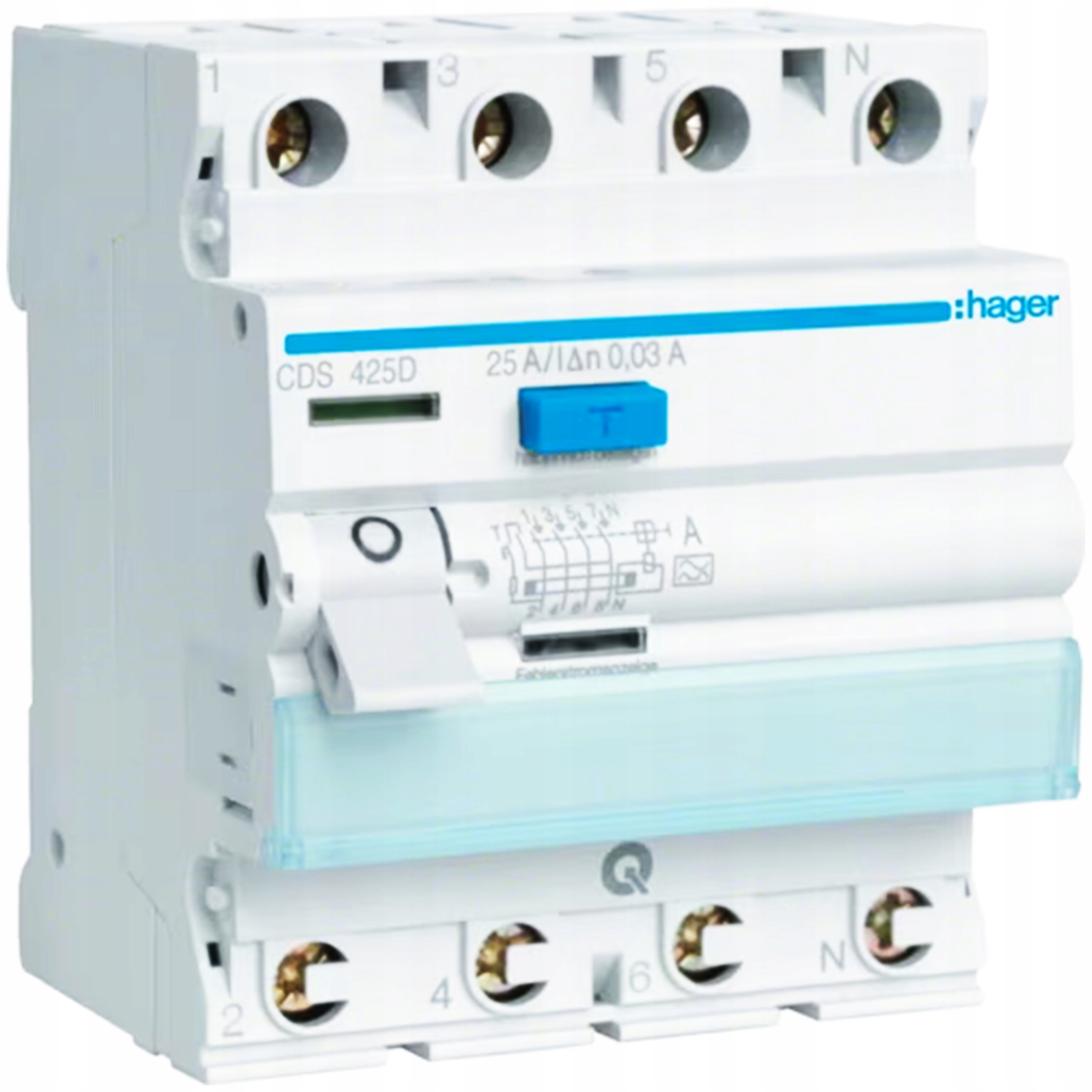 Prúdový chránič 3P+N 25A/30mA Typ A QuickConnect Rccb CDS425D