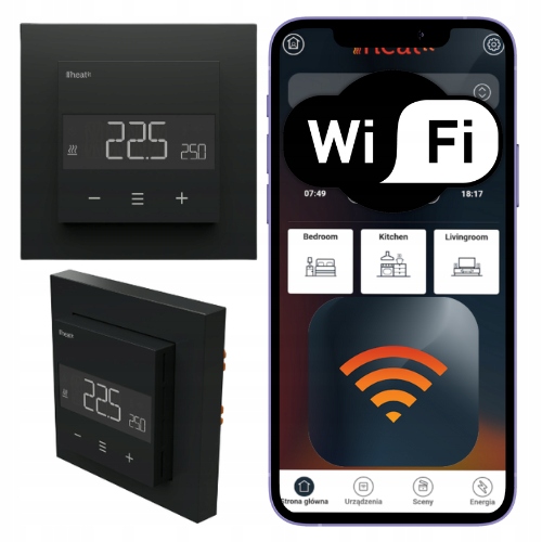 Heatit WiFi6 čierny matný – termostat WiFi 16A 3600W MyHeatit