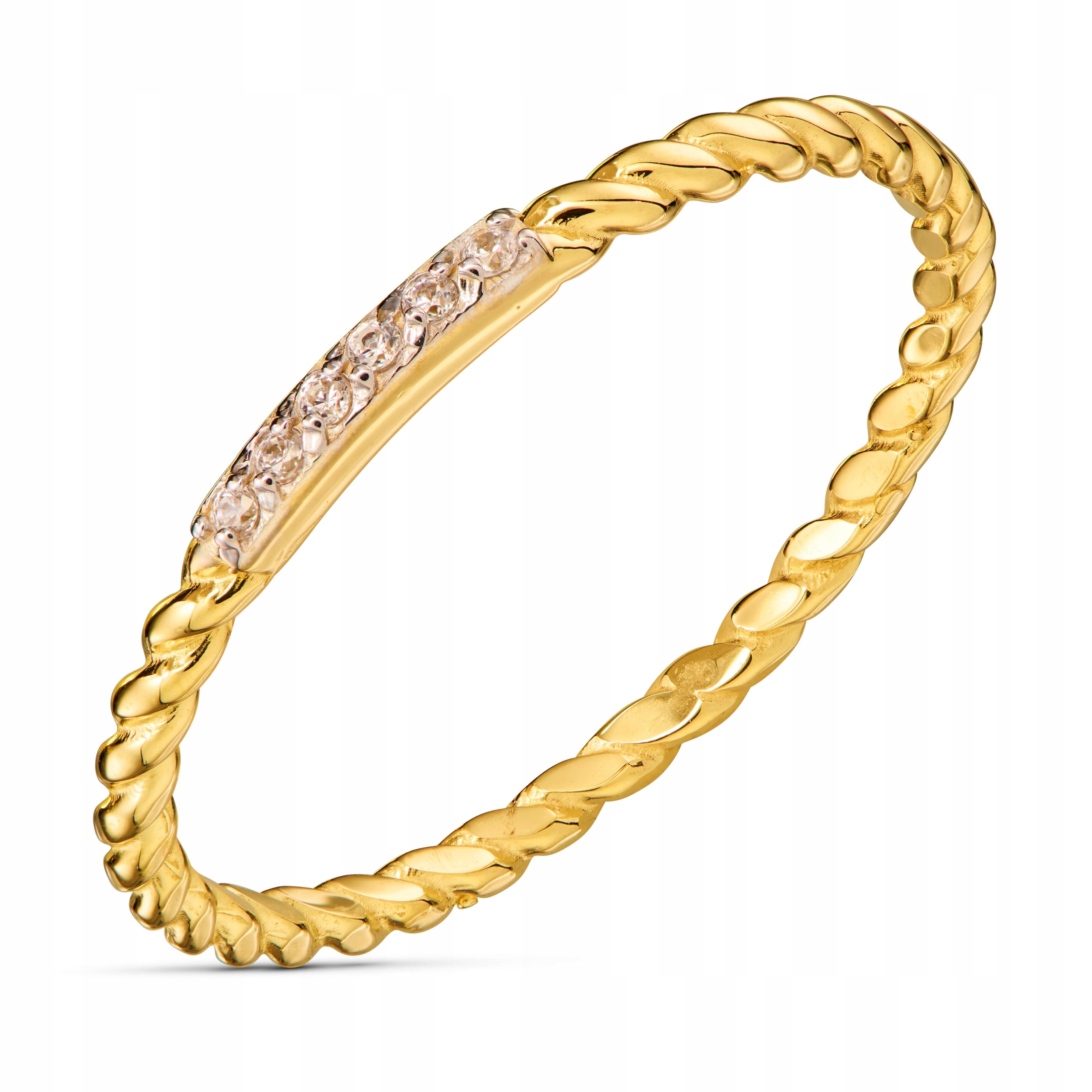 Zlatý Prstýnek 585 Pletený S Kameny Jako Prsten Zirkony VEL.10