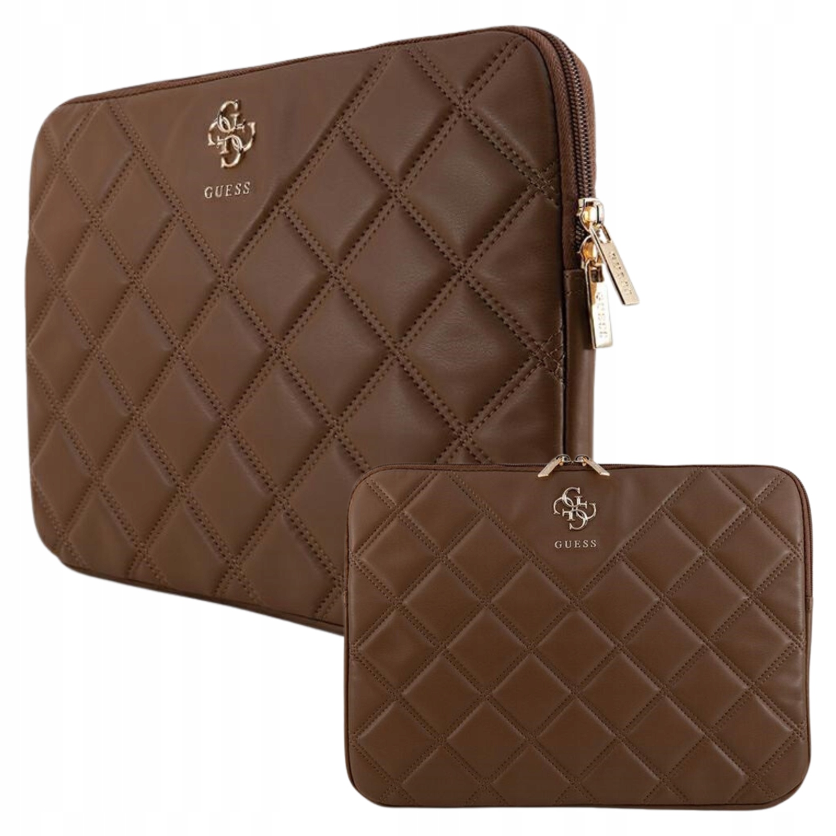 Torba pokrowiec Guess Sleeve Quilted 4G na laptop do 14", brązowa