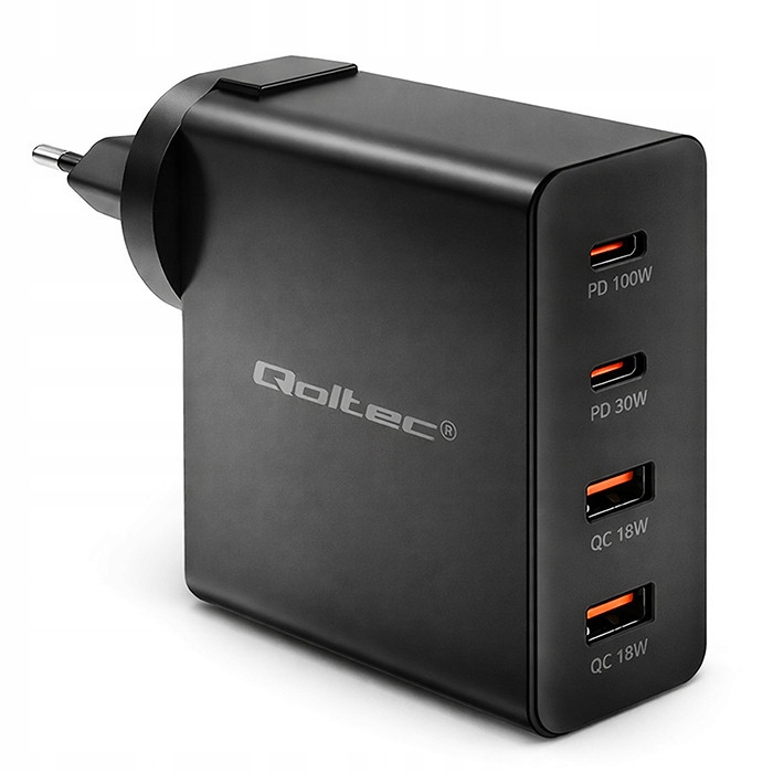 Rychlá nabíječka GaN Power Pro 2xUSB-C 2xUSB Výkonná 130W 5-20V 1.5-5A PDQolt