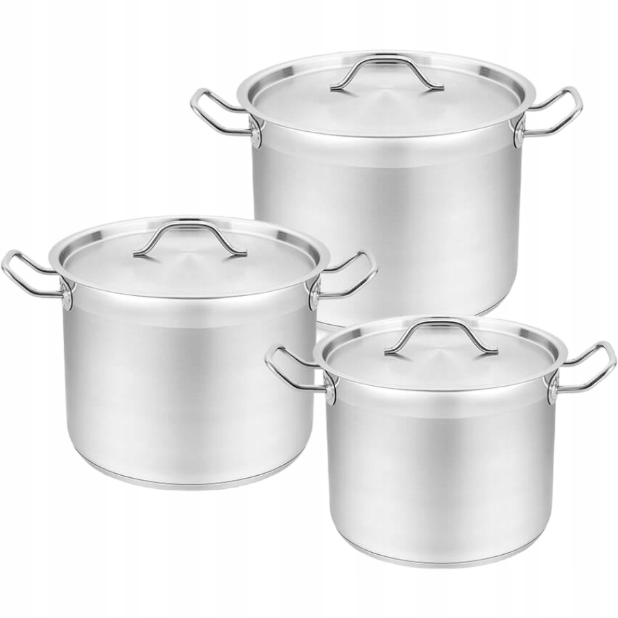 Sada veľkých gastronomických hrncov 6 prvkov (12 l, 15 l, 18 l)