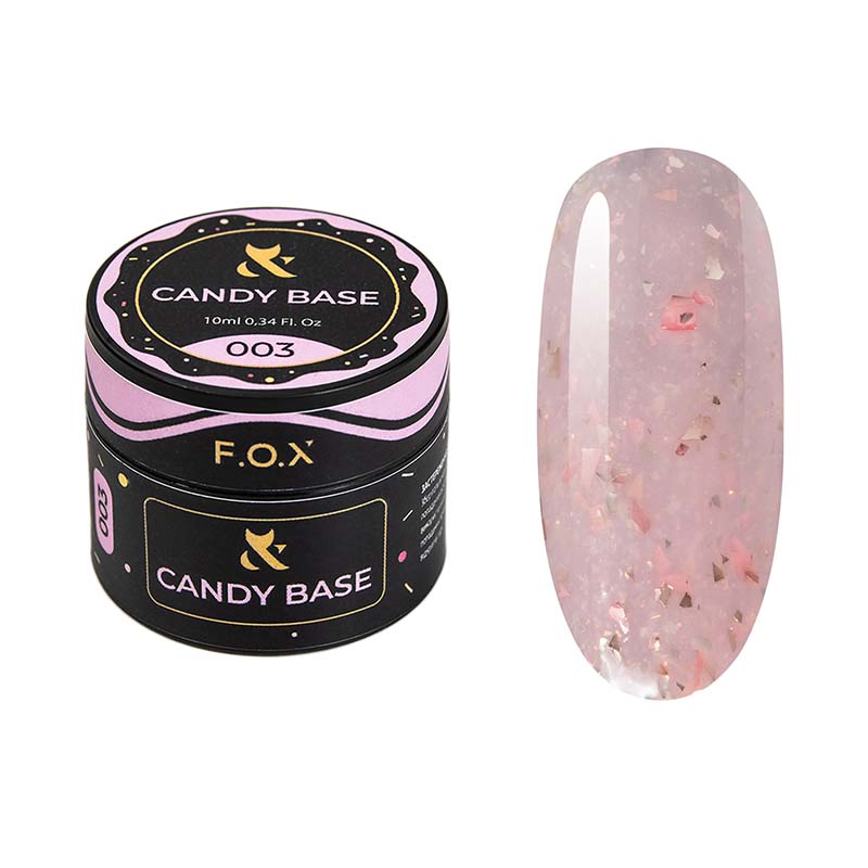 Baza Hybrydowa Do Paznokci Z Drobinkami FOX Candy Base 10ml 03 Różowa
