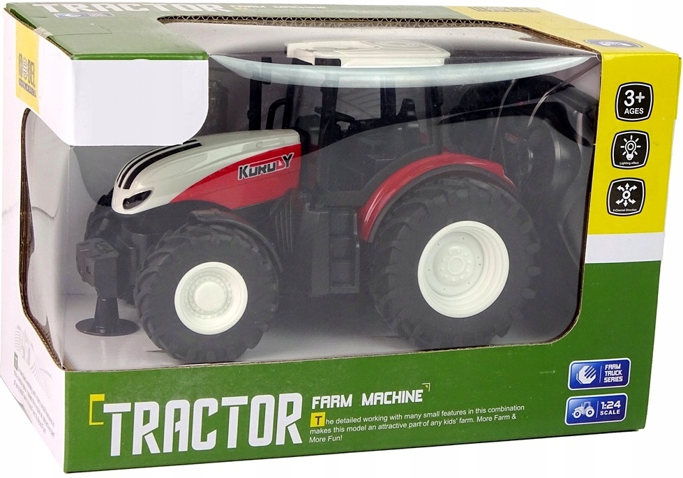 DUŻY TRAKTOR ZDALNIE STEROWANY RC CIĄGNIK GUMOWE KOŁA ŚWIATŁO LED Model Traktor RC na zdalne sterowanie