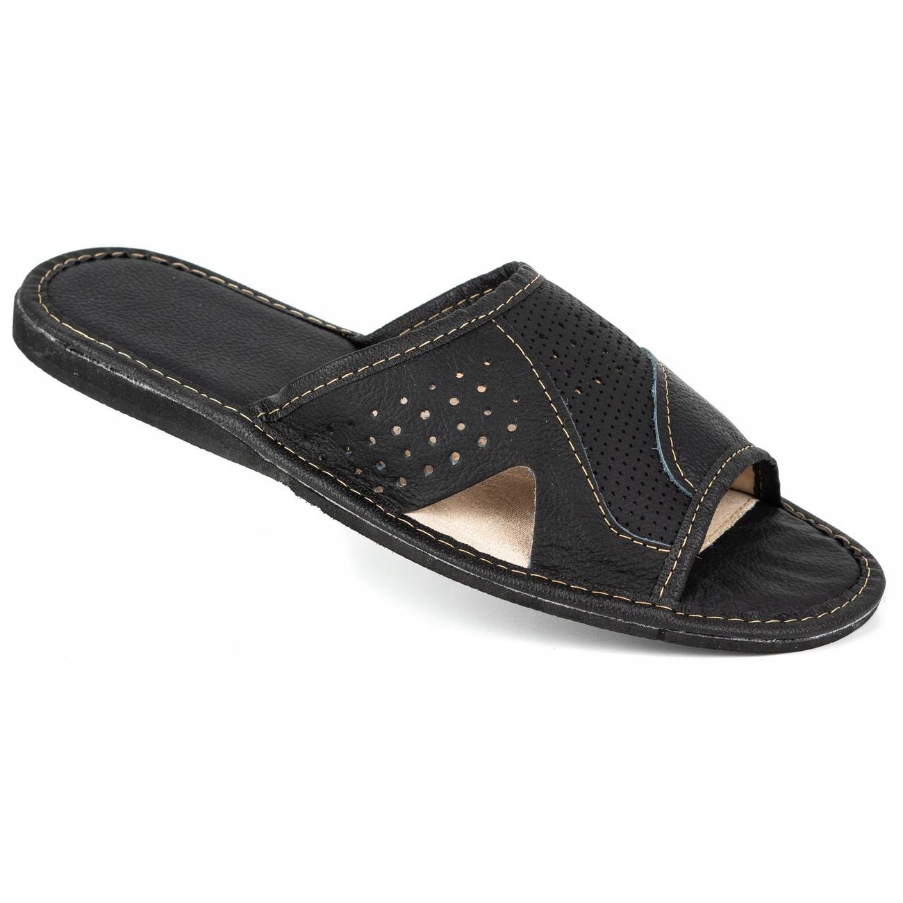 

Klapki pantofle męskie skóra kapcie 100 czarne 42