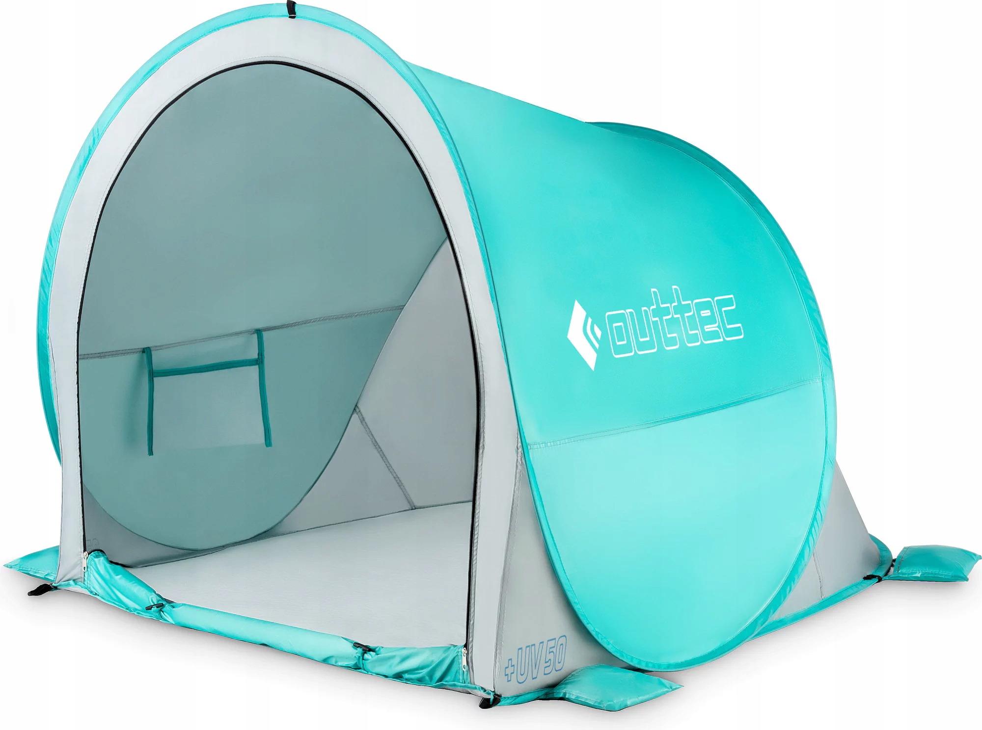 NAMIOT PLAŻOWY SAMOROZKŁADAJĄCY ZAMYKANY UV50 TURQUOISE OUTTEC Wzór bez wzoru