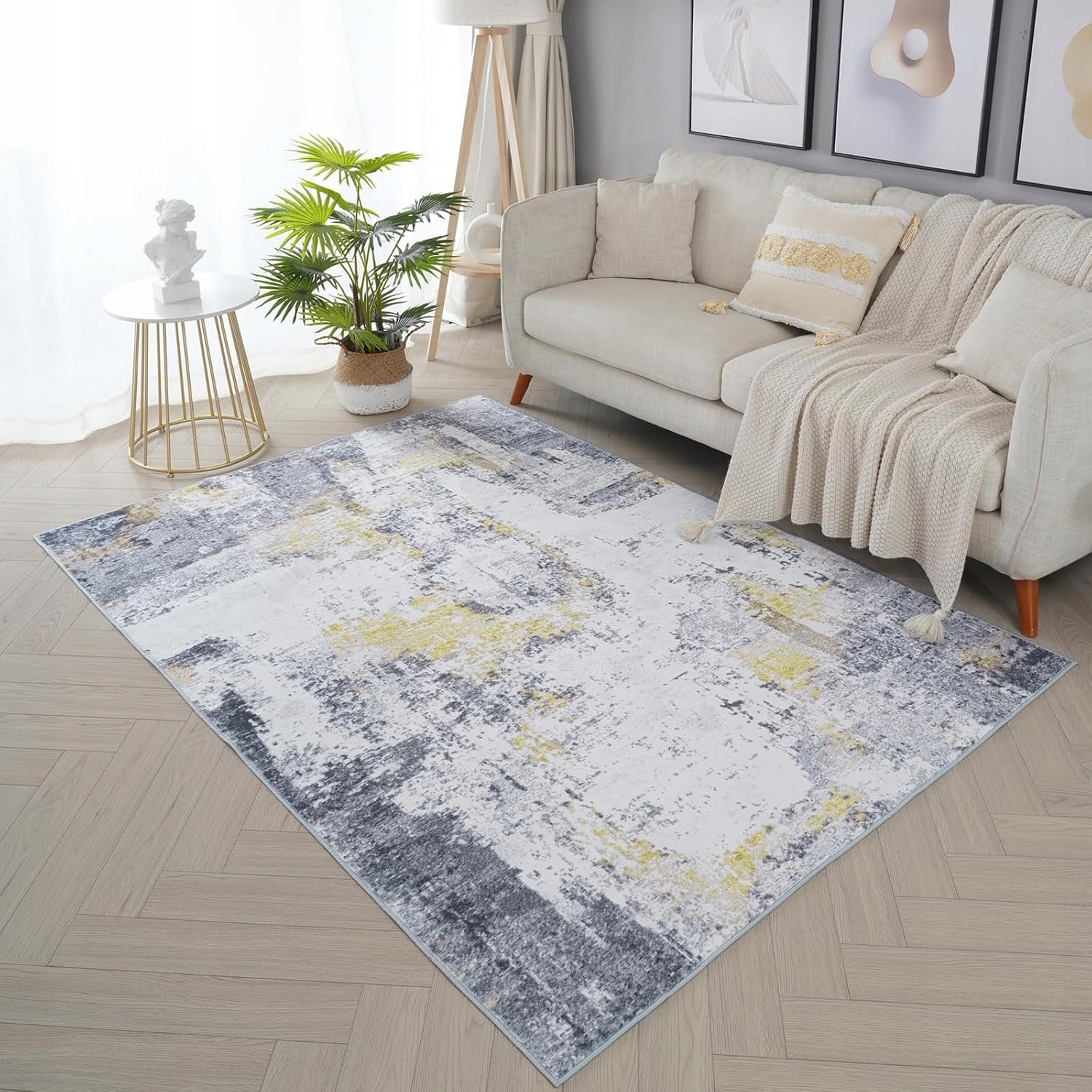 Koberec Xfrog Abstraktní zlato-šedý 80 x 150 cm ultra měkký