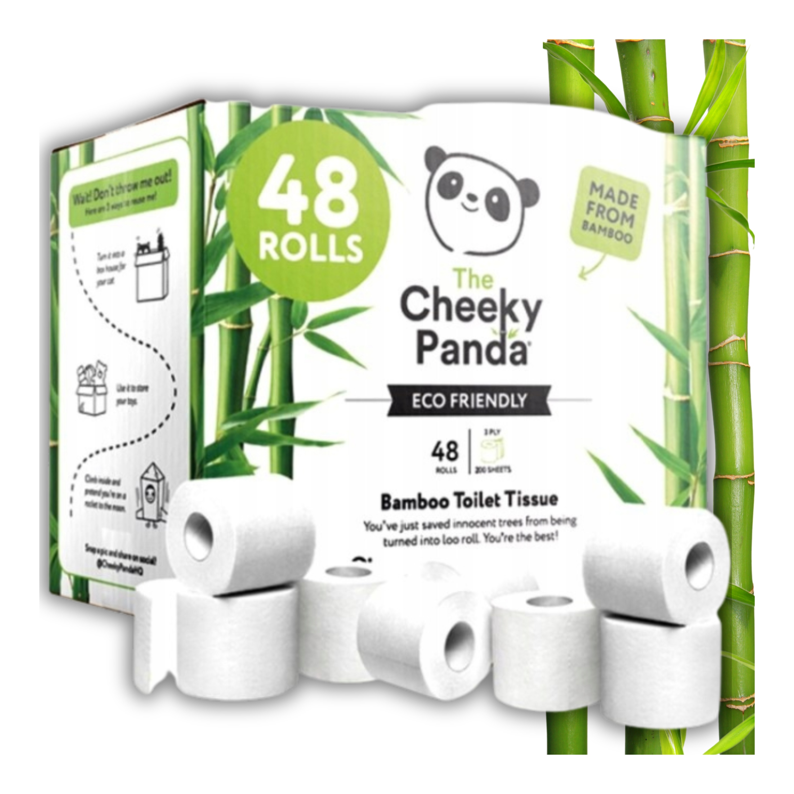 Toaletní papír 3vrstvý bambusový měkký 48 rolí Rodinné Balení