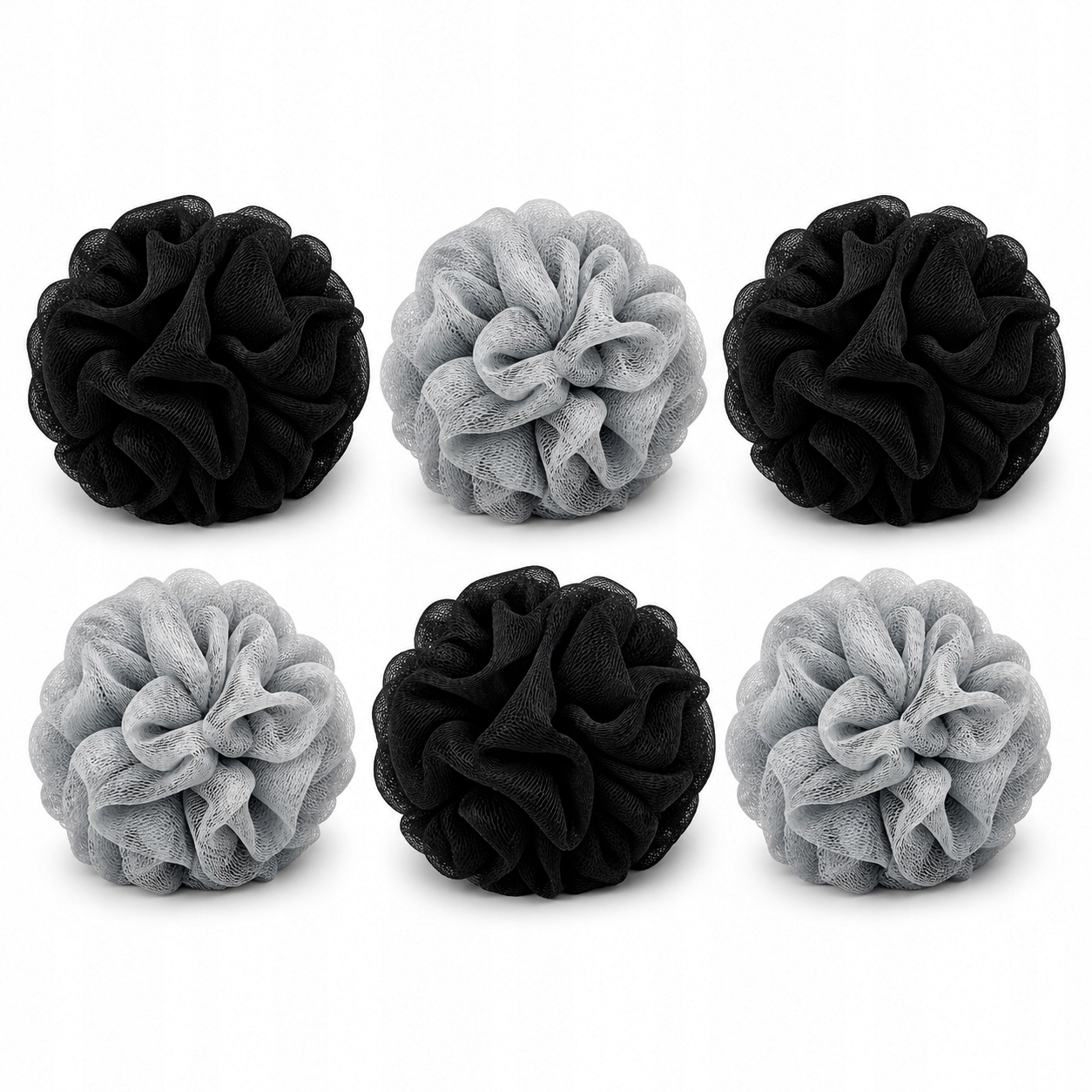Myčka na tělo hustá velká 10×10 cm Set 6 ks šedá černá koupel