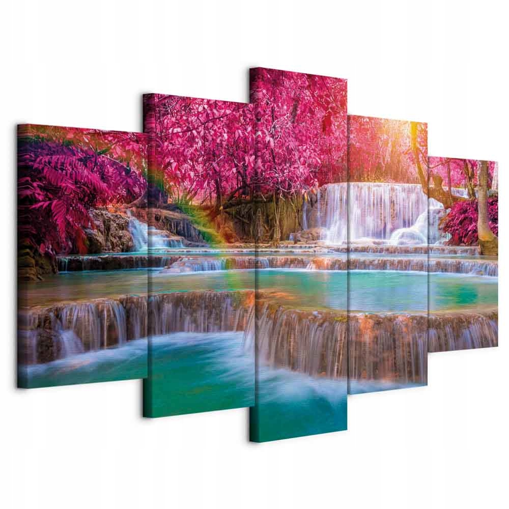 Obraz Vodopád Příroda Duha Triptych 5cz Obývací Pokoj Ložnice Dekorace 200x100