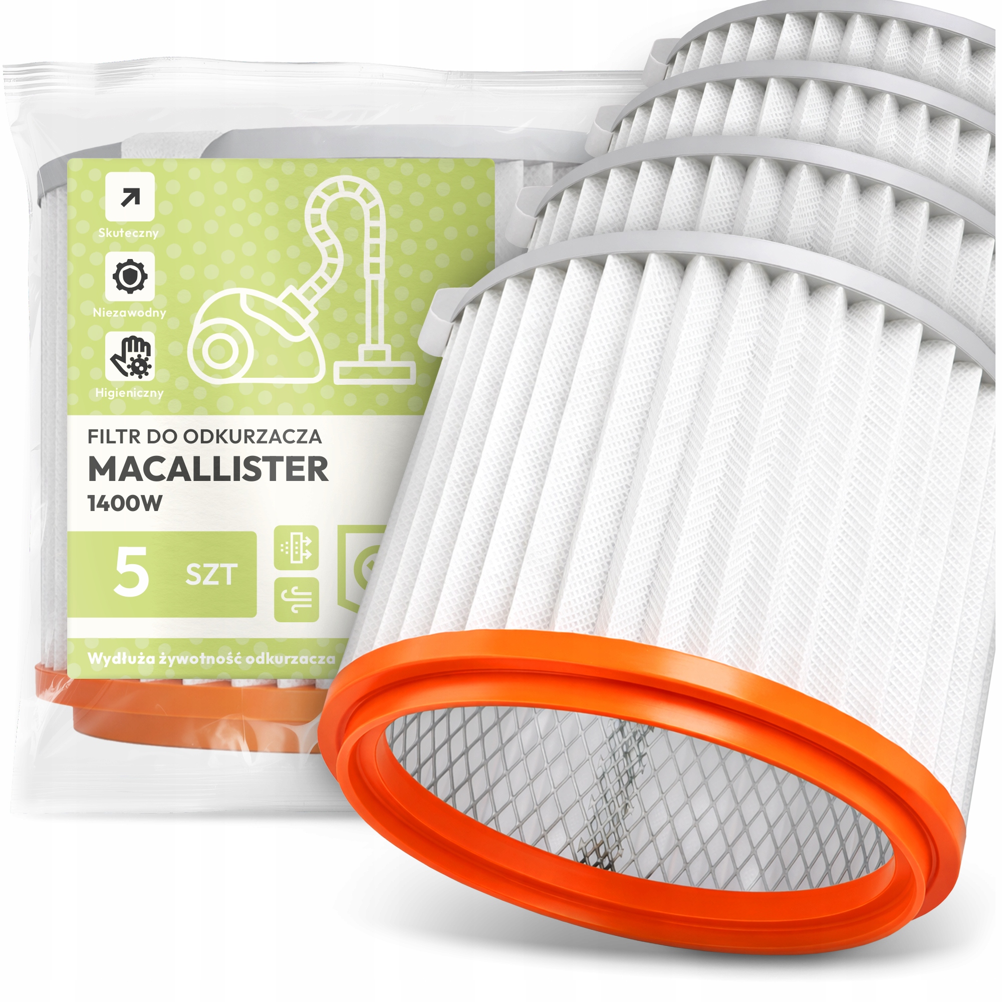 5 x Vzduchový Filtr pro vysavač MacAllister 1400W Omyvatelný Filtr Em-w