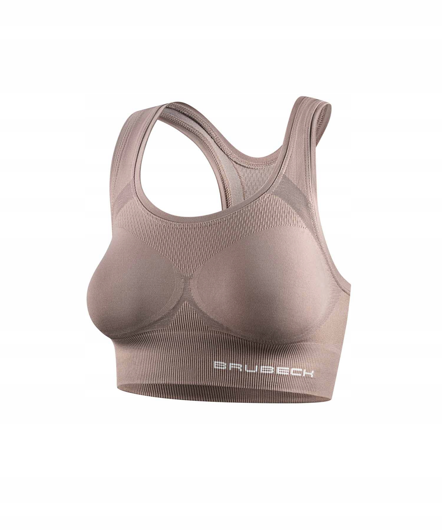 Sportowy Stanik Biustonosz Brubeck Top Gym Oddychający beżowy S