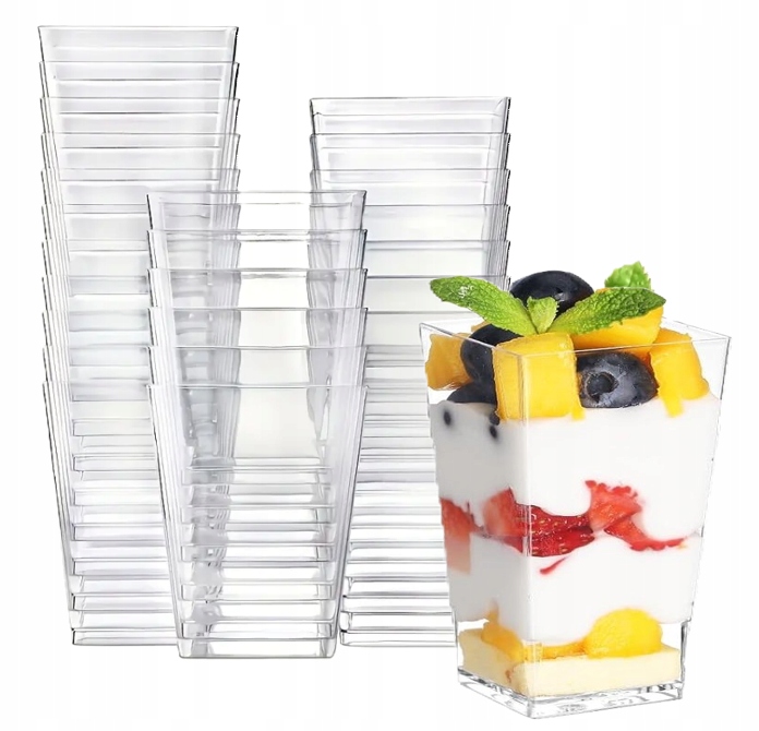 KUBECZKI POJEMNIKI NA DESER FINGERFOOD 160 ml 24 szt. PYRAMIDE wielorazowe