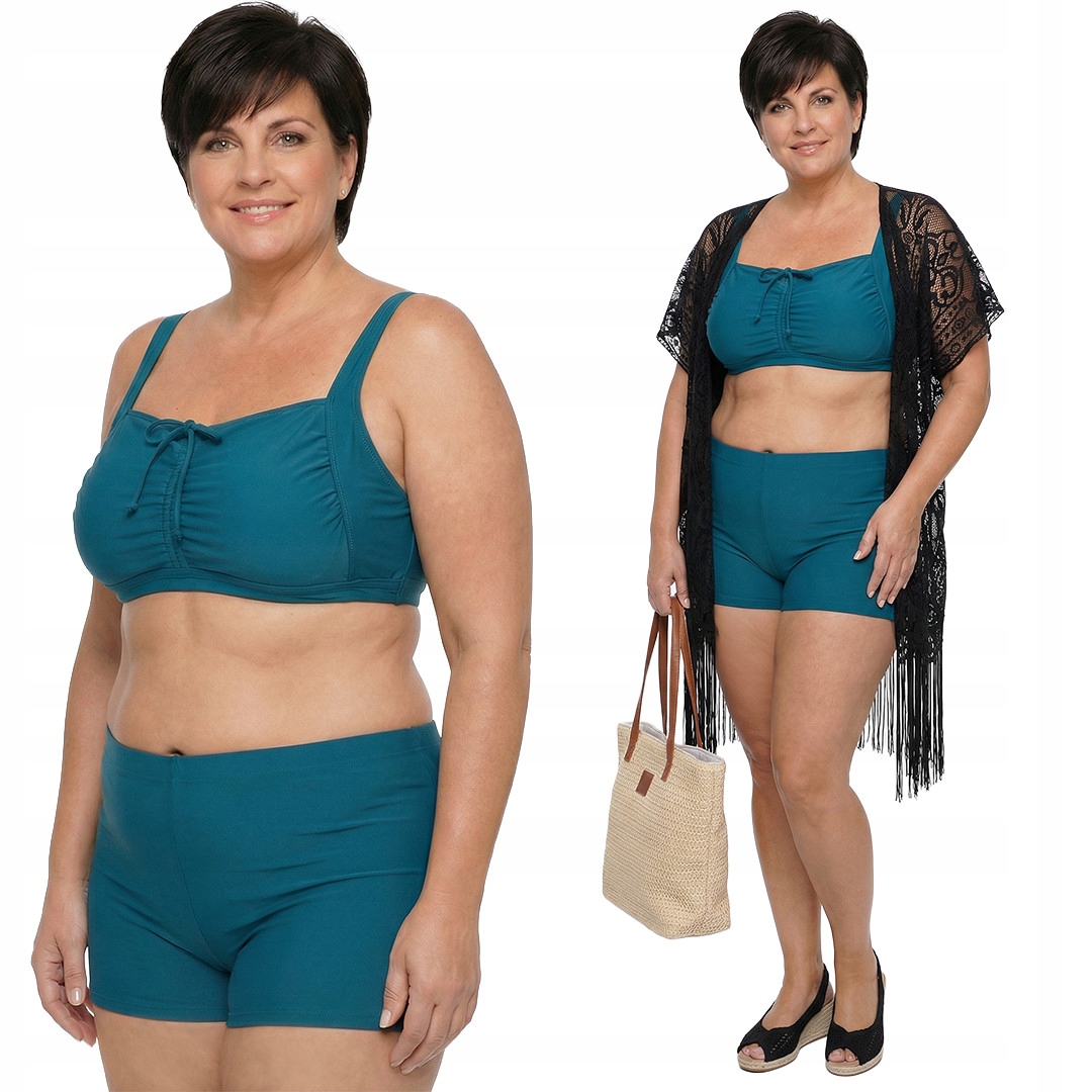 Tyrkysový oblek se zavazováním plus size velikost 60