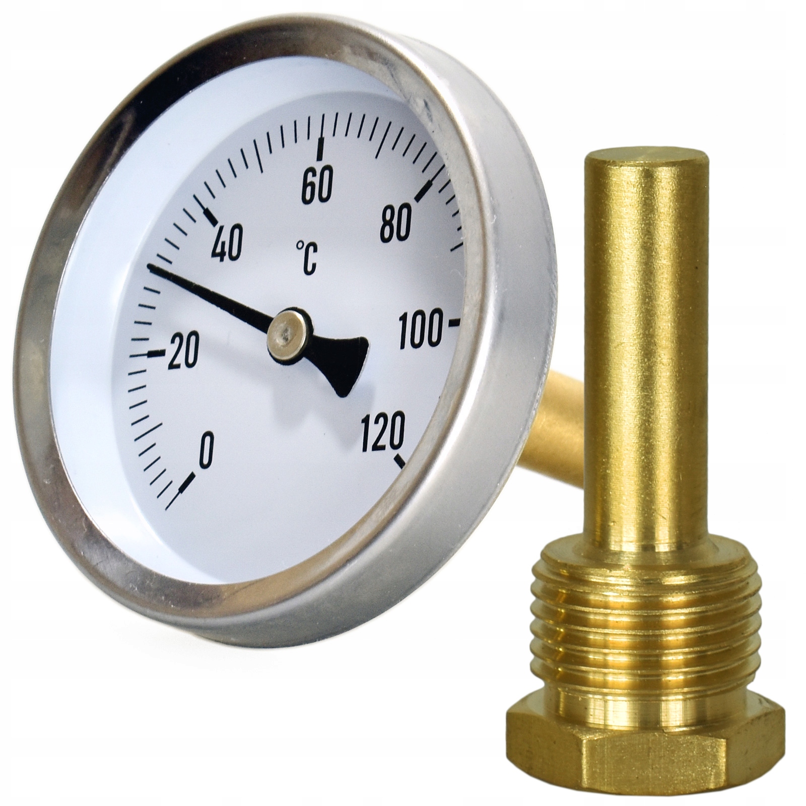 

Termometr tarczowy Co 63mm 1/2" 0-120C tylny
