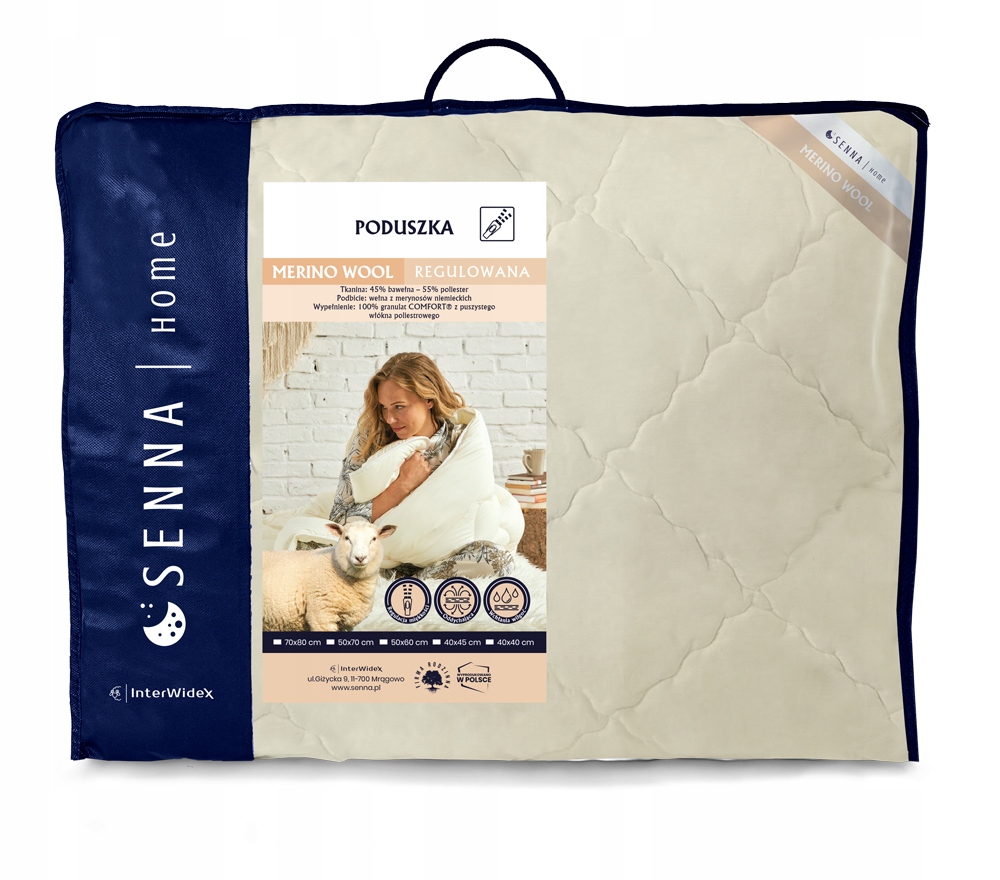 

Poduszka 70x80 Wełniana Merino Wool Regulowana