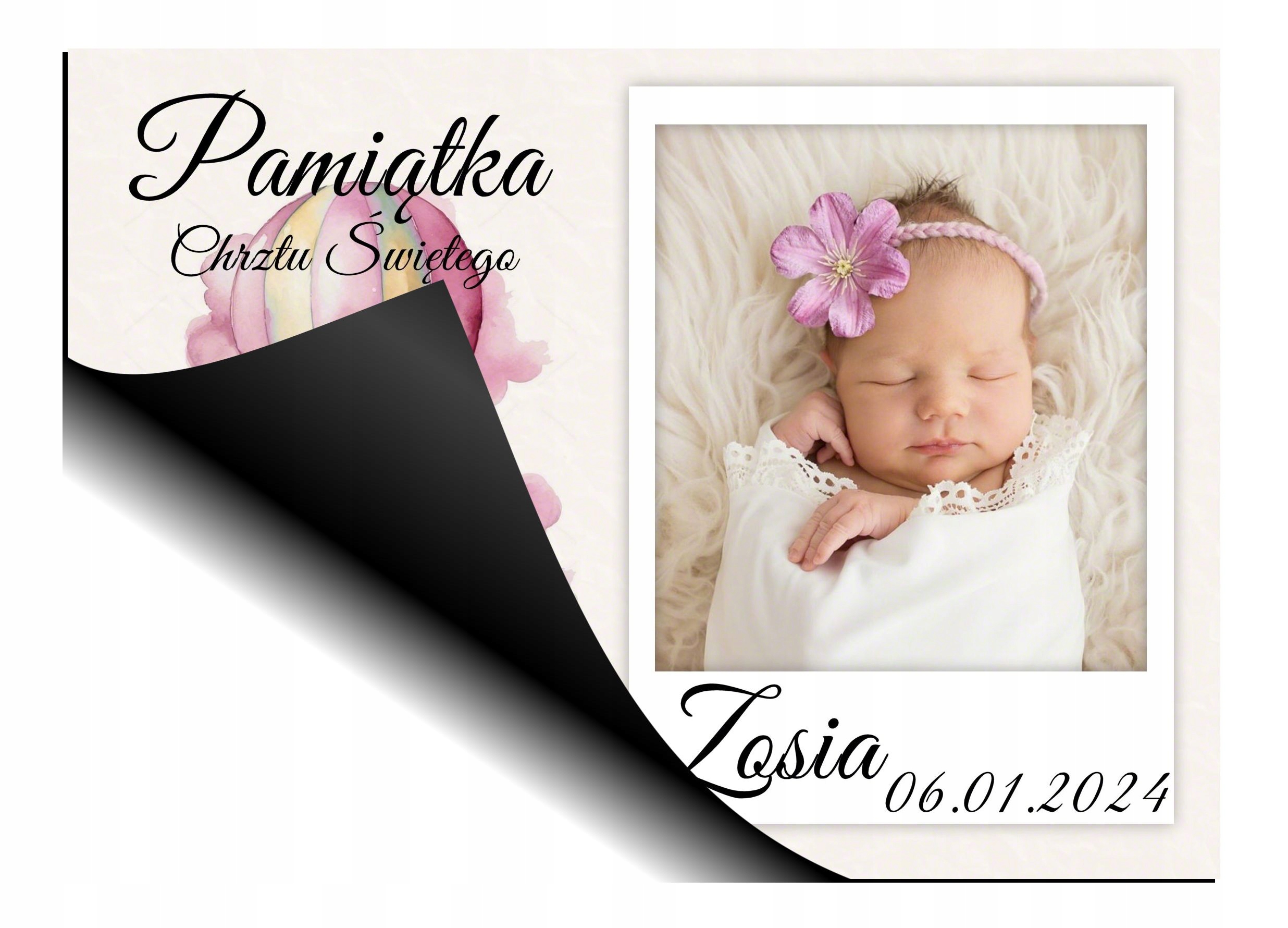 FOTO MAGNES Podziękowanie dla gości za zdjęciem Chrzest Roczek 10x7cm M11 Rodzaj inny
