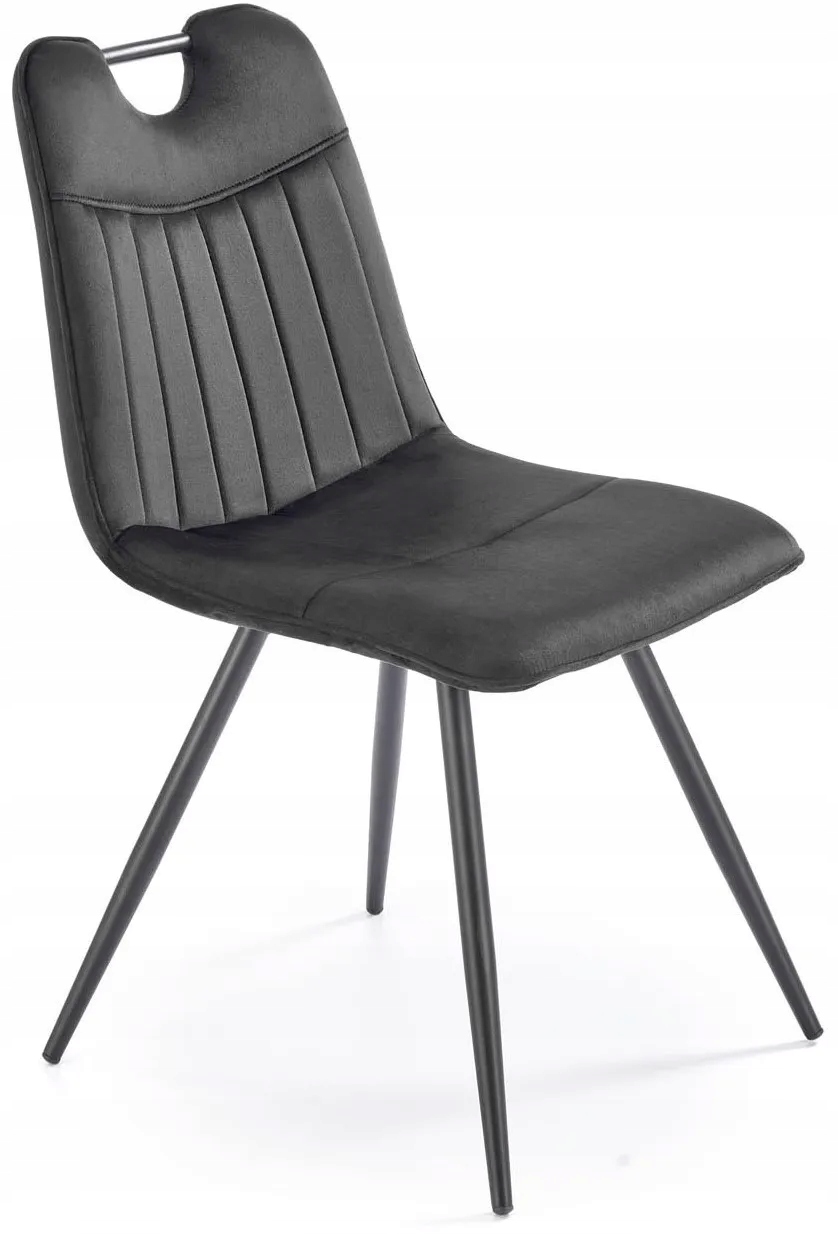 Krzesło K521 Czarne Aksamitne do Jadalni Metalowe Głębokość siedziska 40 cm