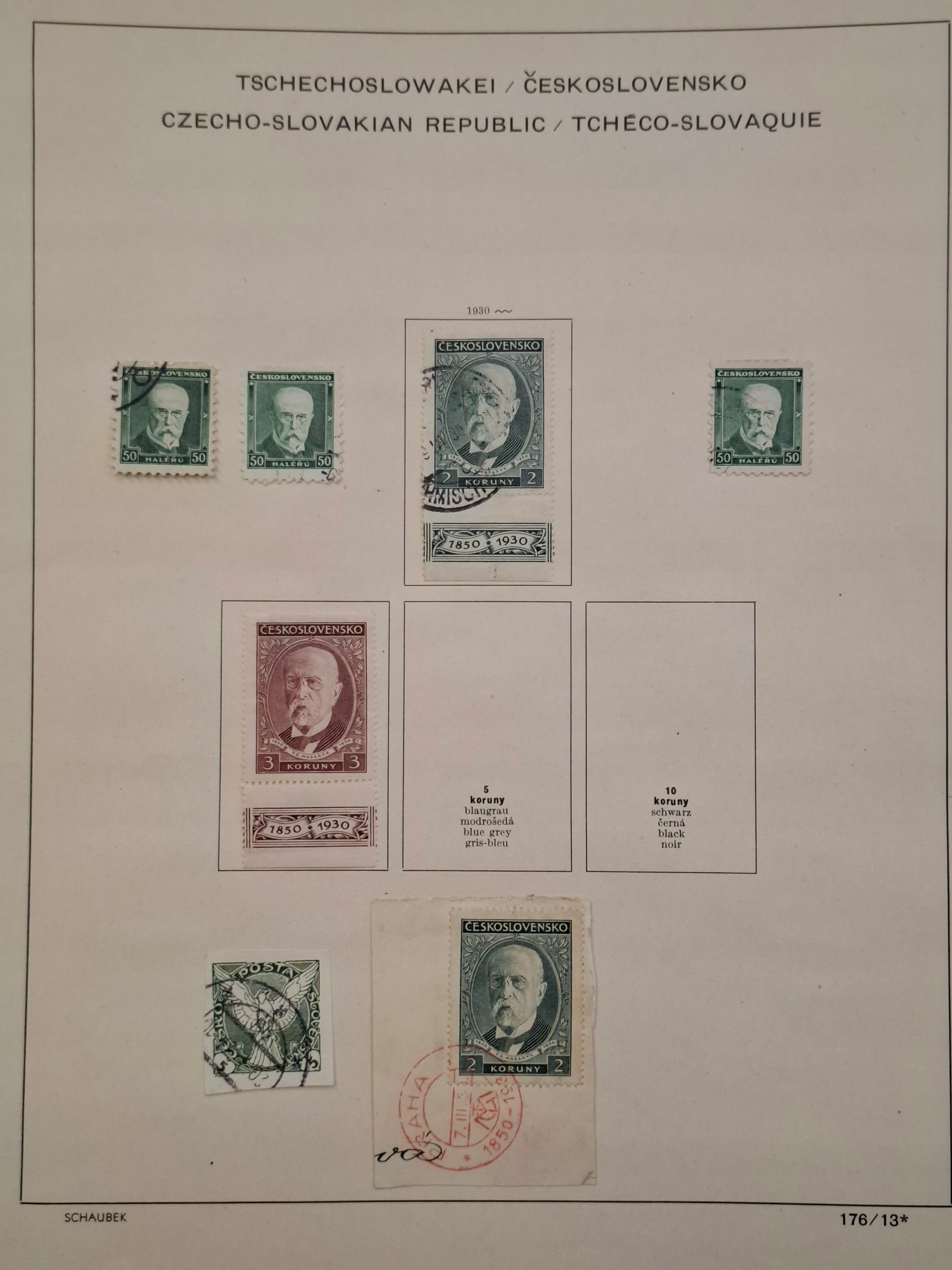 Znaczki Czechosłowacja strona z klasera Czechy