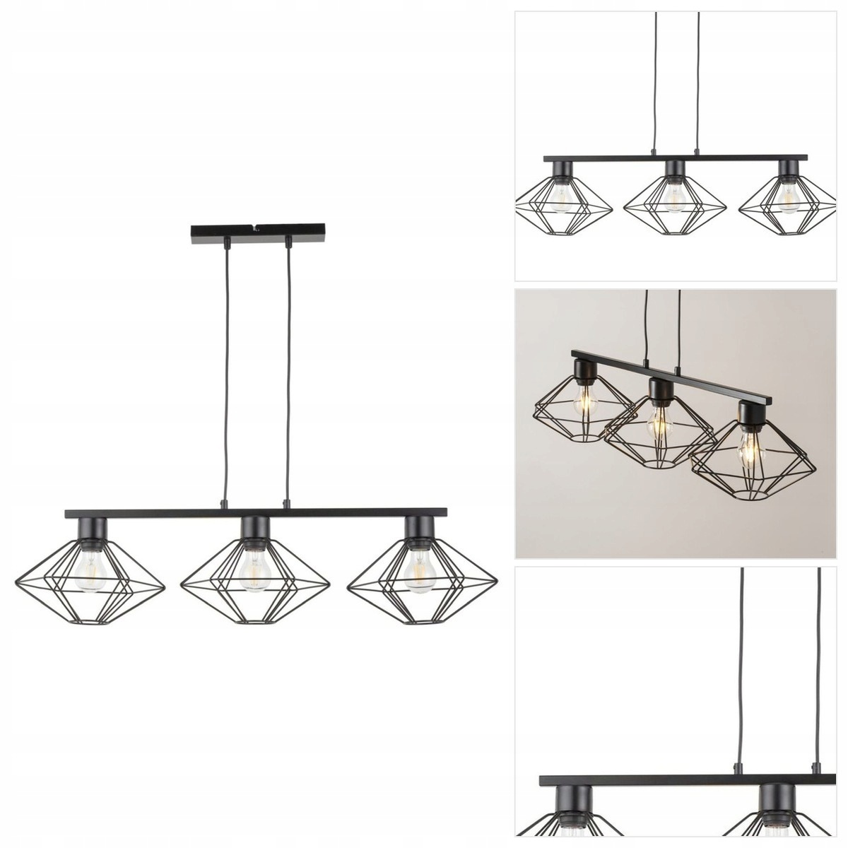 Černá závěsná lampa Vario, moderní, nastavitelná nad jídelní stůl Sigma