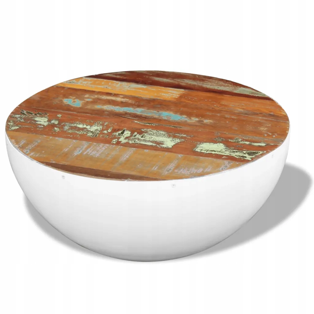 Miskovitý konferenční stolek recyklované dřevo 60 x 60 x 30 cm Bílá 243353