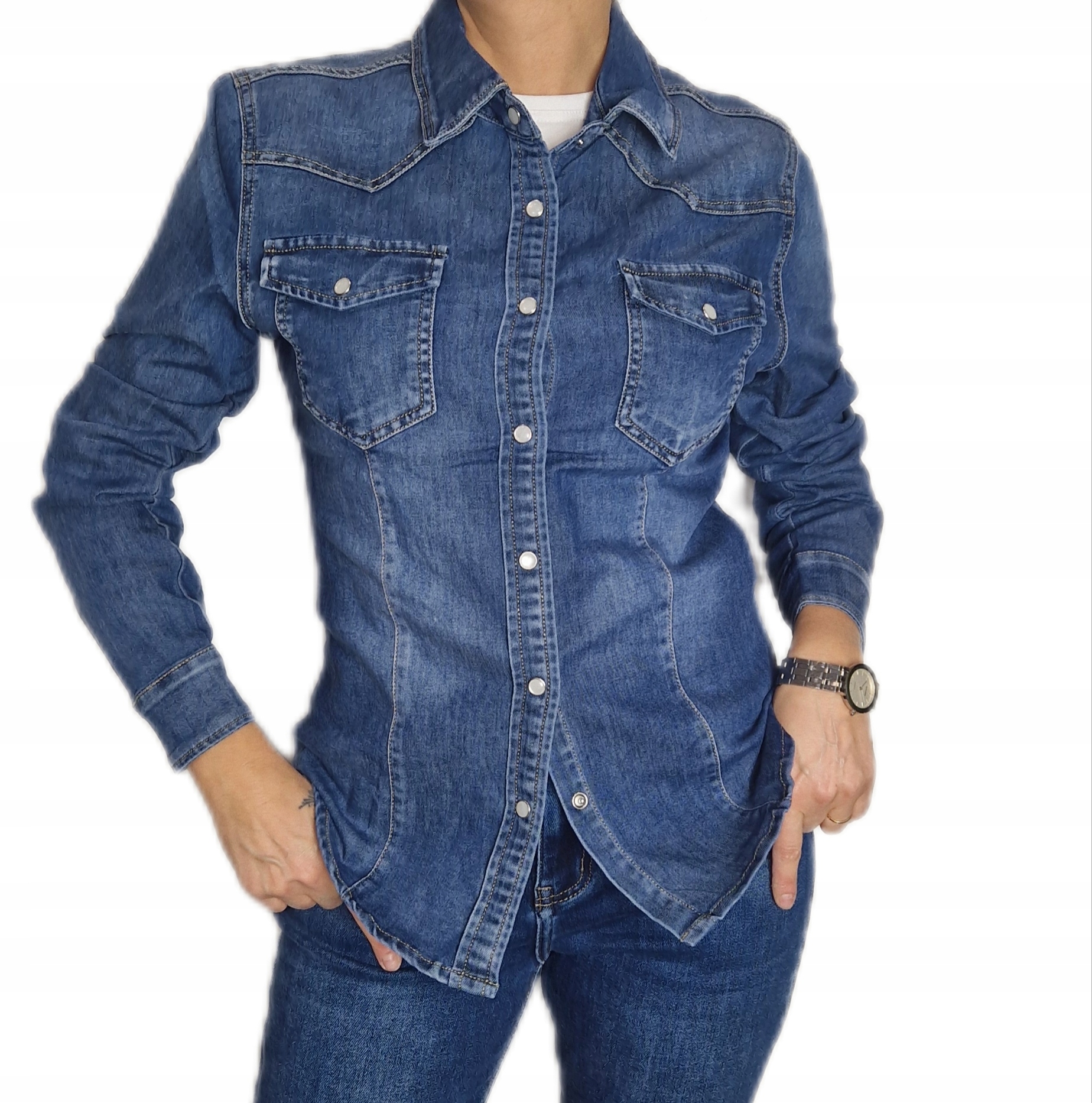 Dámská vypasovaná džínová košile