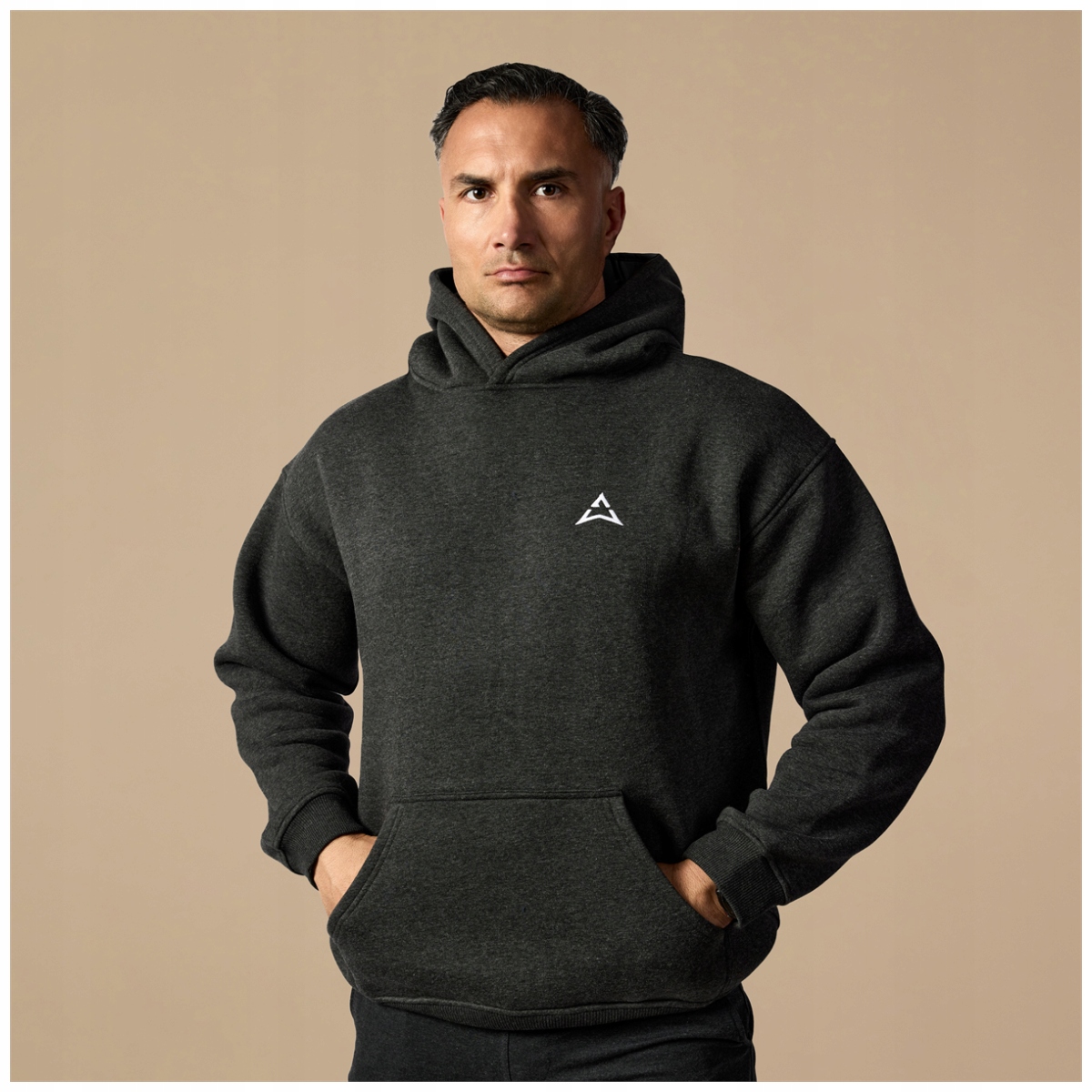 Allwear Bluza Męska Graphite Melange Z Kapturem Kangurek Bawełniania L