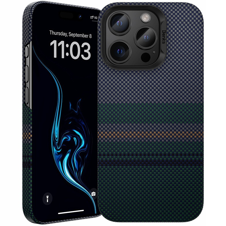 Pouzdro Benks Carbon Kevlar Armor Air Aurora pro iPhone 16 Pro s MagSafe zadní kryt