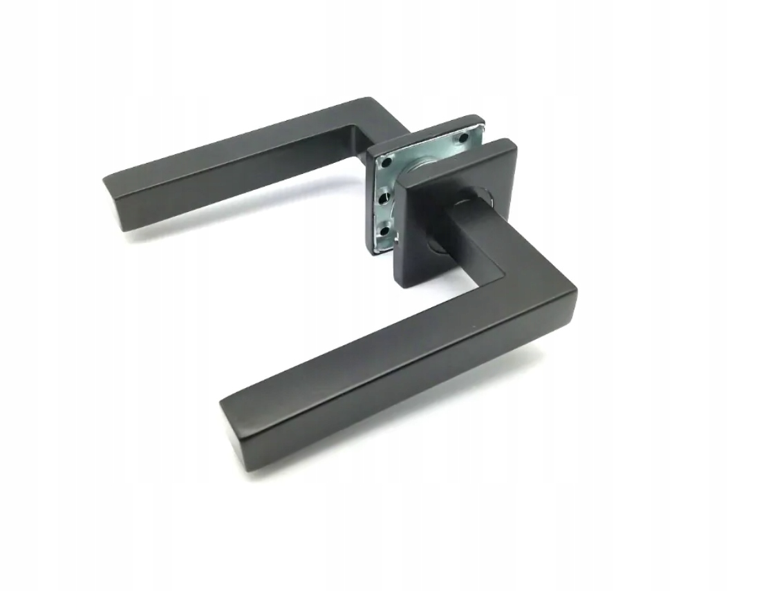 Klamka do drzwi Geneva ze stali nierdzewnej, z szyldem kwadratowym, czarna Marka MATI