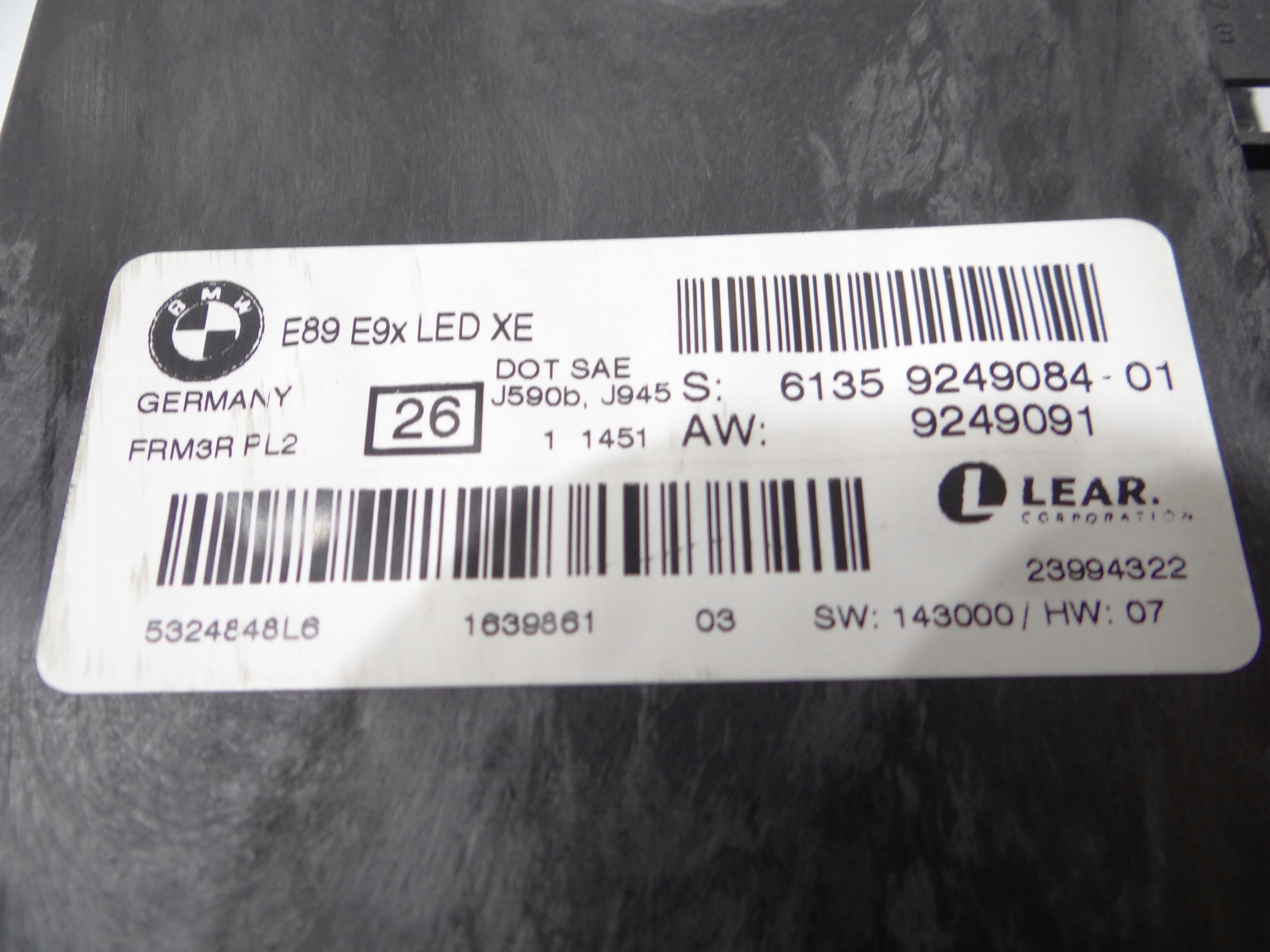 MODUŁ STEROWNIK ŚWIATEŁ BMW Z4 E89 9249084 Producent części BMW OE