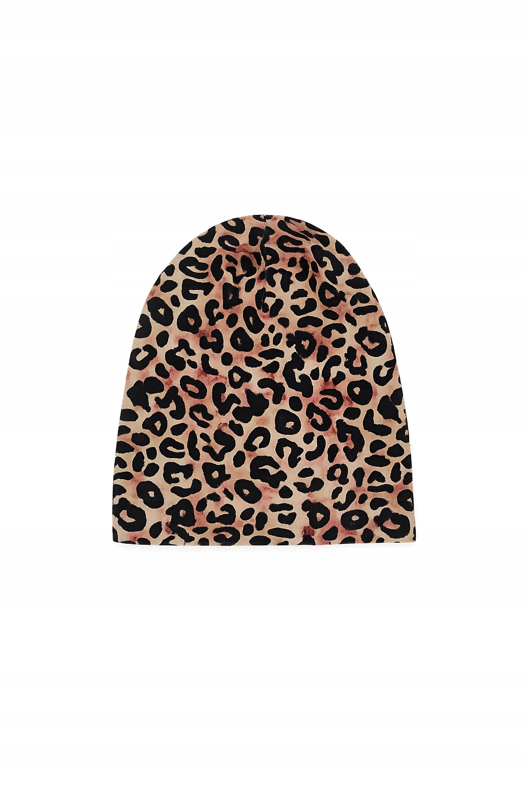 Czapka z wełny merino cienka panterka na wiosne na lato brązowa damska