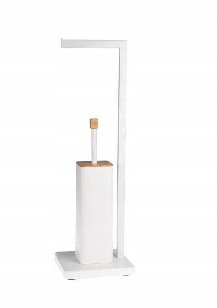 

Stojak Na Papier Szczotka Wc Biały Bambus 2w1
